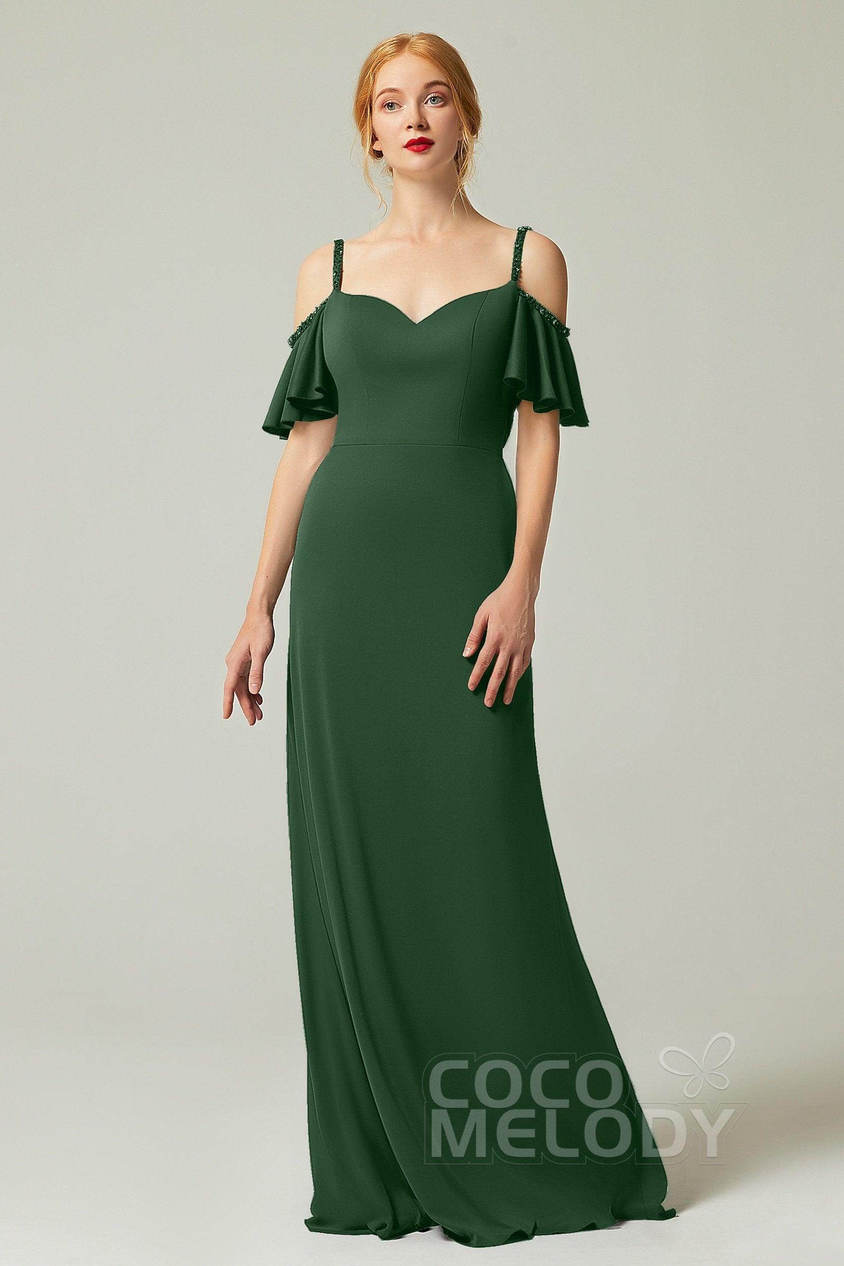 Sheath-Column Sweep Train Chiffon Bridesmaid Dress Formal Dresses CB0359