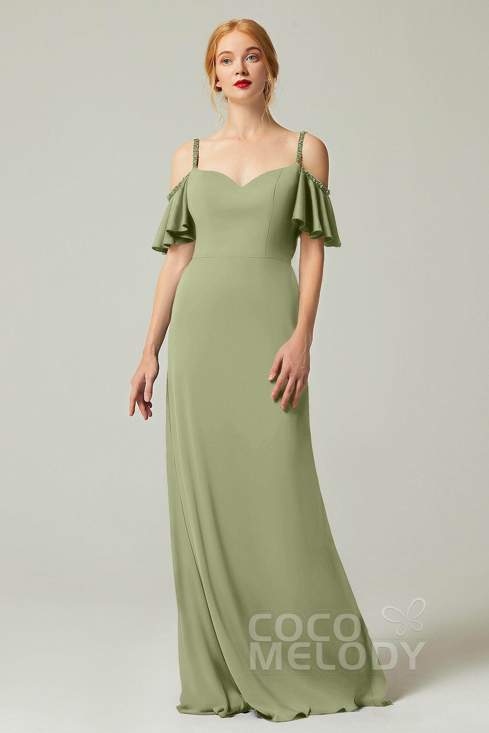 Sheath-Column Sweep Train Chiffon Bridesmaid Dress Formal Dresses CB0359
