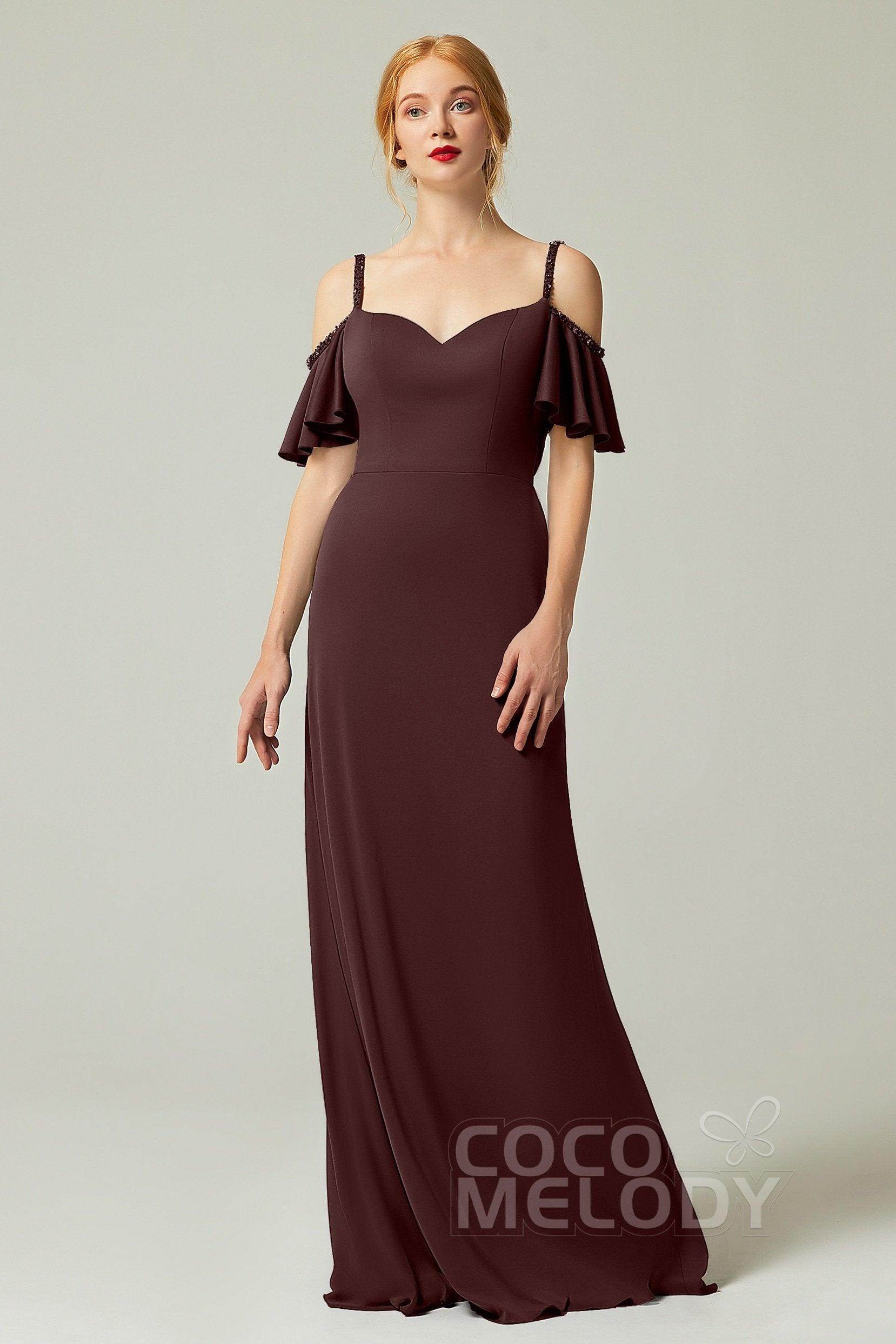 Sheath-Column Sweep Train Chiffon Bridesmaid Dress Formal Dresses CB0359