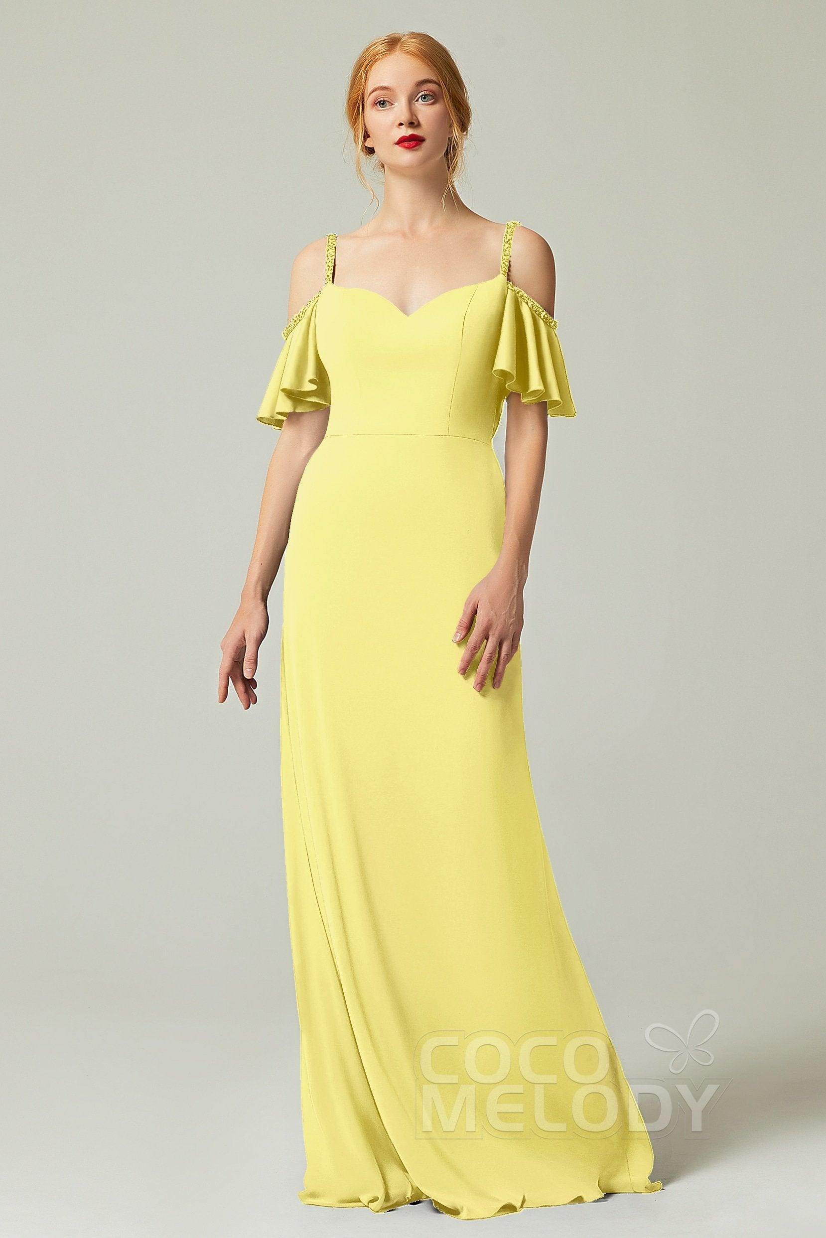 Sheath-Column Sweep Train Chiffon Bridesmaid Dress Formal Dresses CB0359