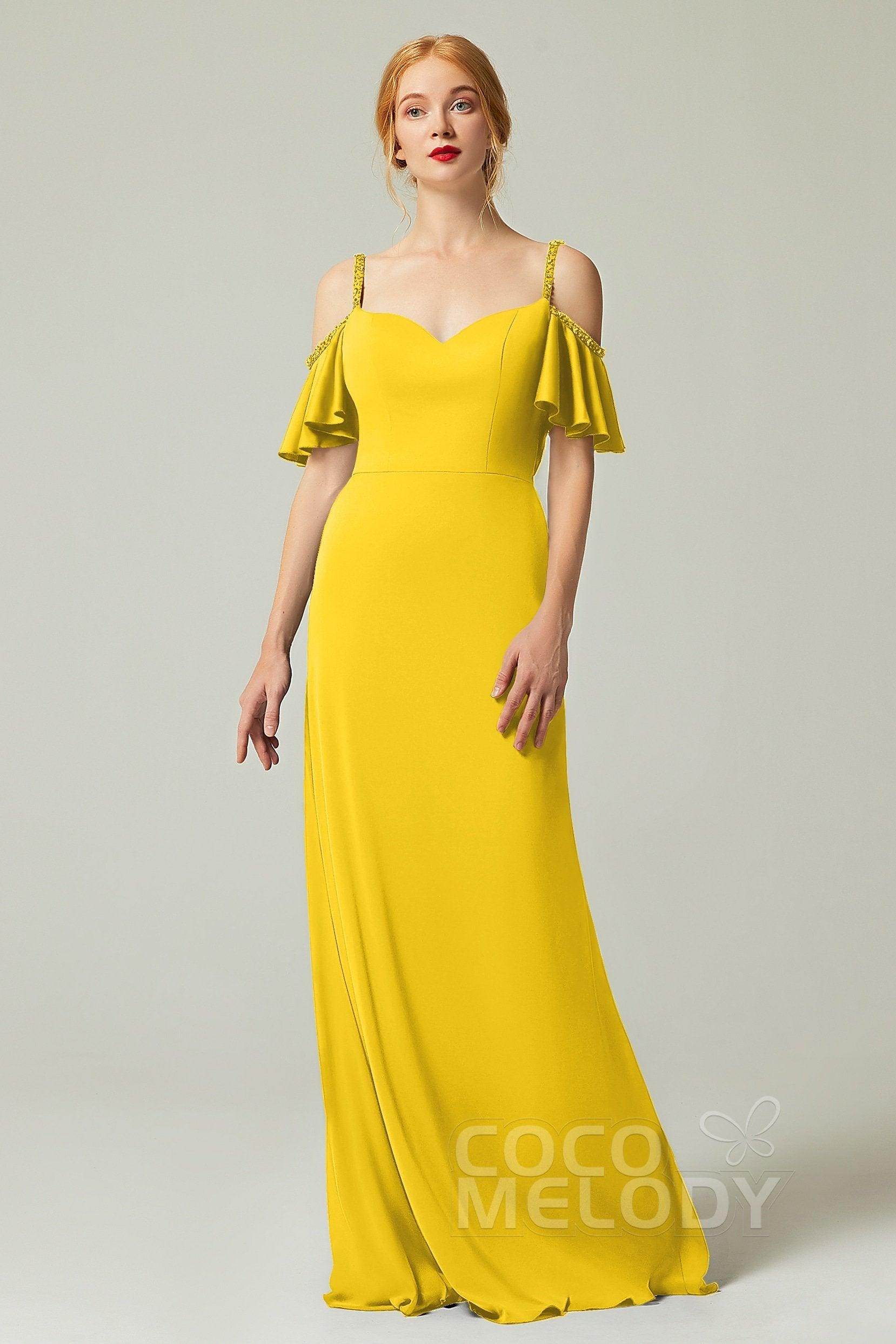Sheath-Column Sweep Train Chiffon Bridesmaid Dress Formal Dresses CB0359
