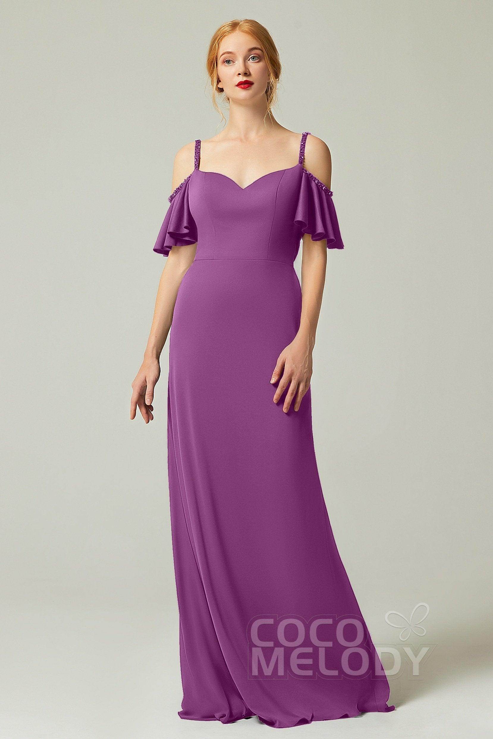 Sheath-Column Sweep Train Chiffon Bridesmaid Dress Formal Dresses CB0359