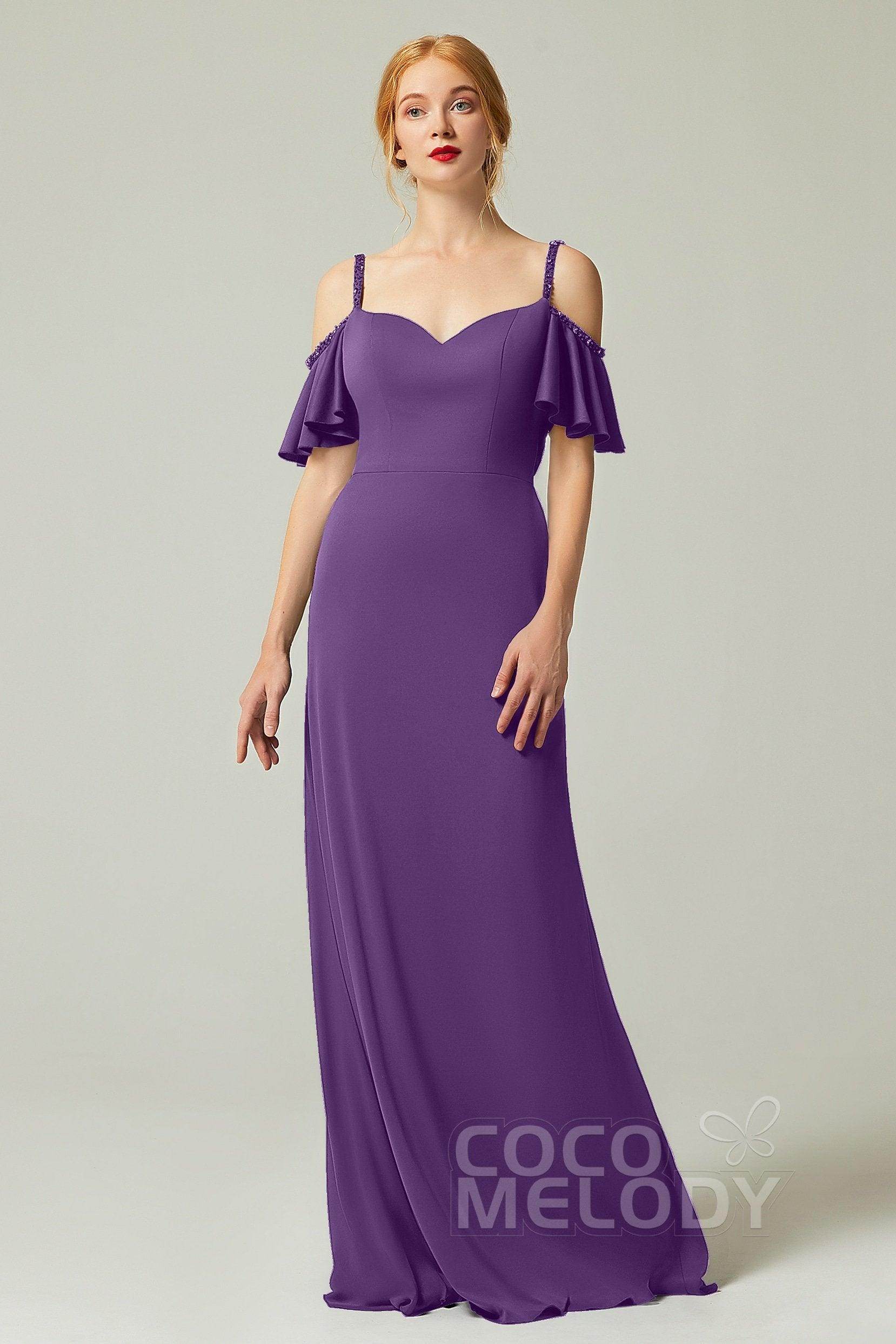 Sheath-Column Sweep Train Chiffon Bridesmaid Dress Formal Dresses CB0359