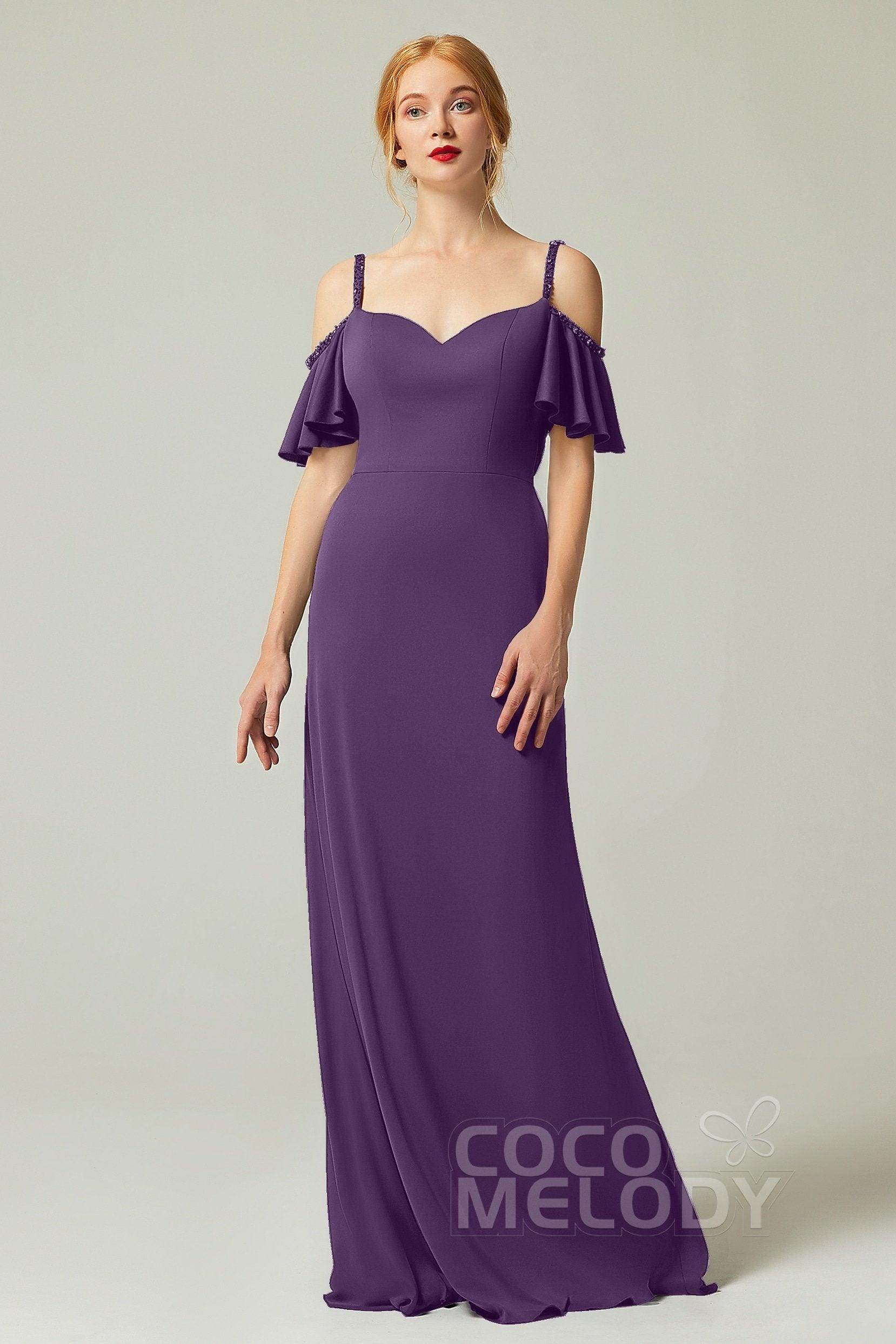Sheath-Column Sweep Train Chiffon Bridesmaid Dress Formal Dresses CB0359