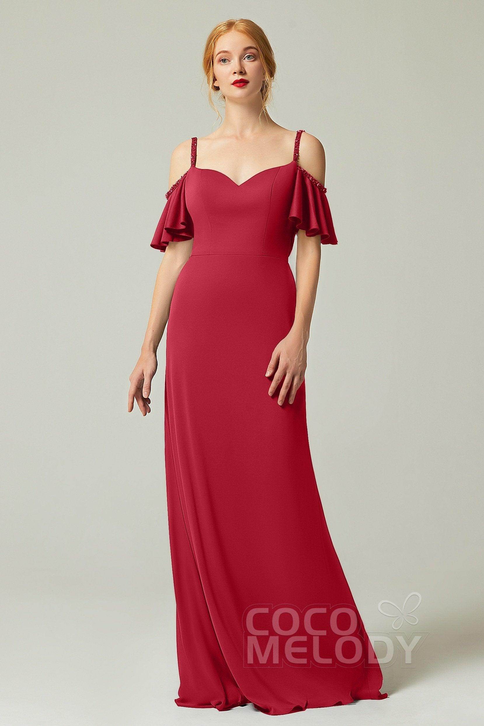 Sheath-Column Sweep Train Chiffon Bridesmaid Dress Formal Dresses CB0359