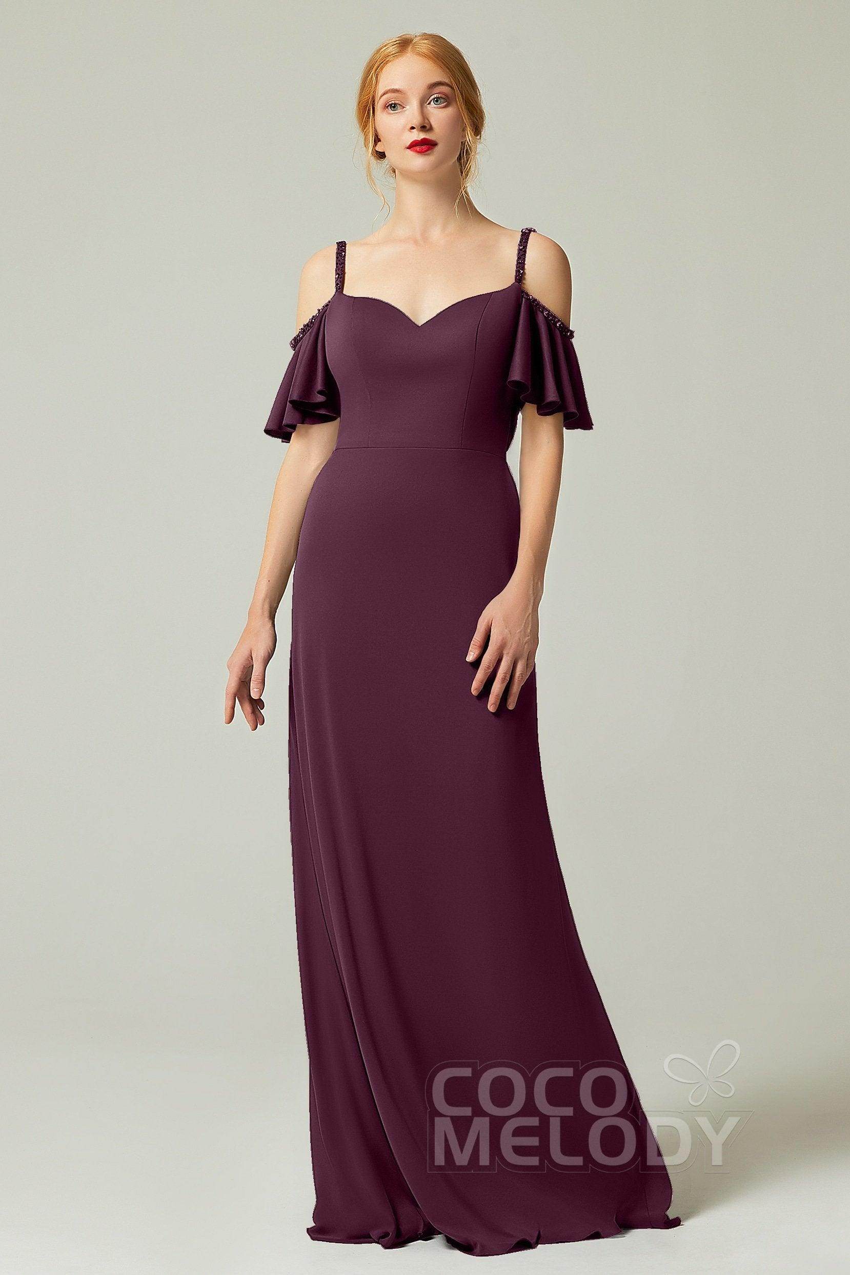 Sheath-Column Sweep Train Chiffon Bridesmaid Dress Formal Dresses CB0359