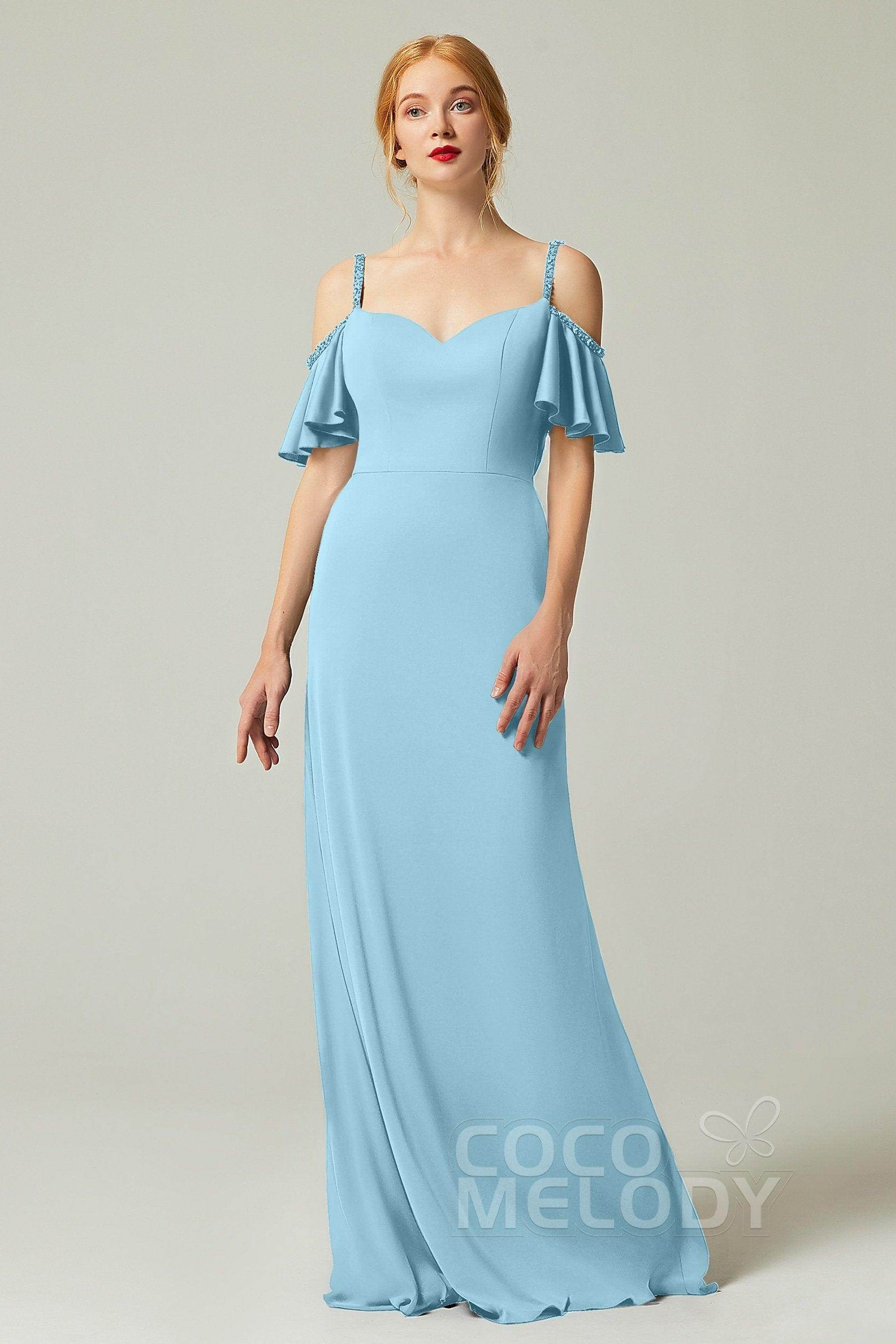 Sheath-Column Sweep Train Chiffon Bridesmaid Dress Formal Dresses CB0359