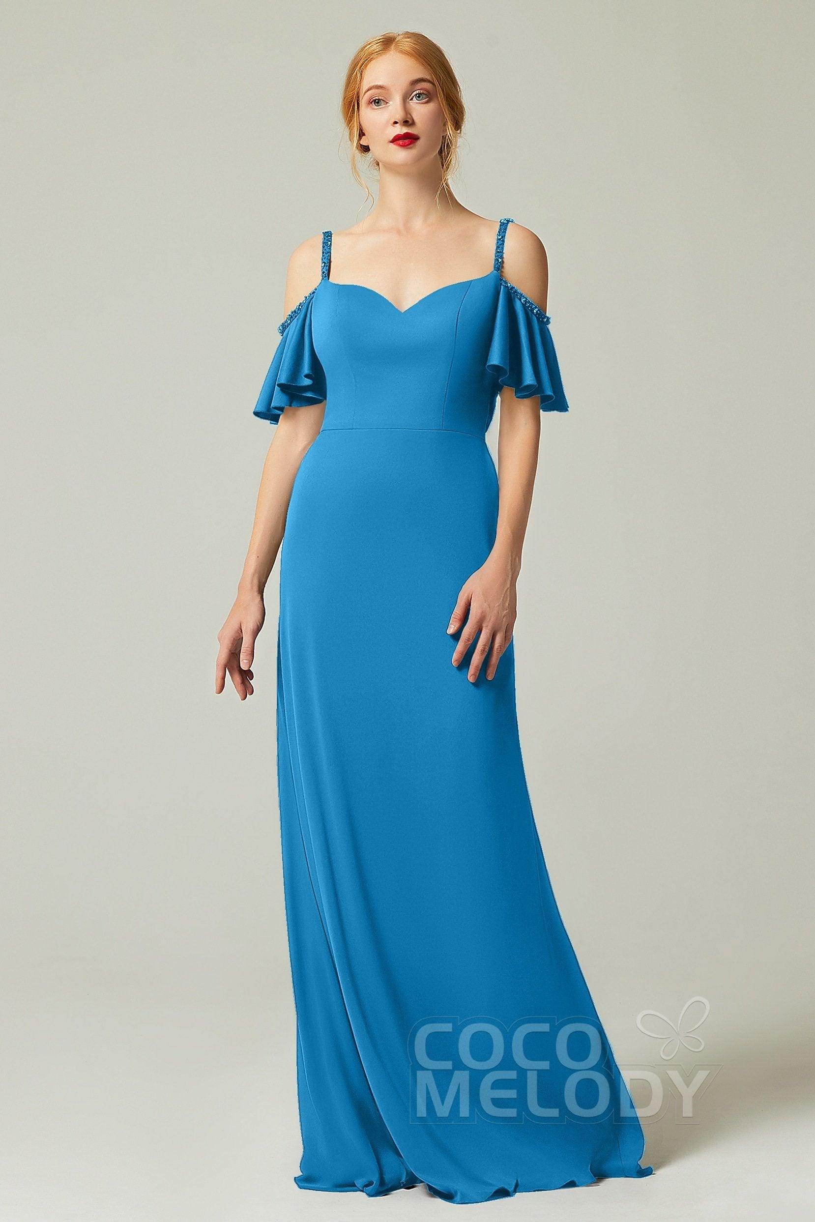 Sheath-Column Sweep Train Chiffon Bridesmaid Dress Formal Dresses CB0359