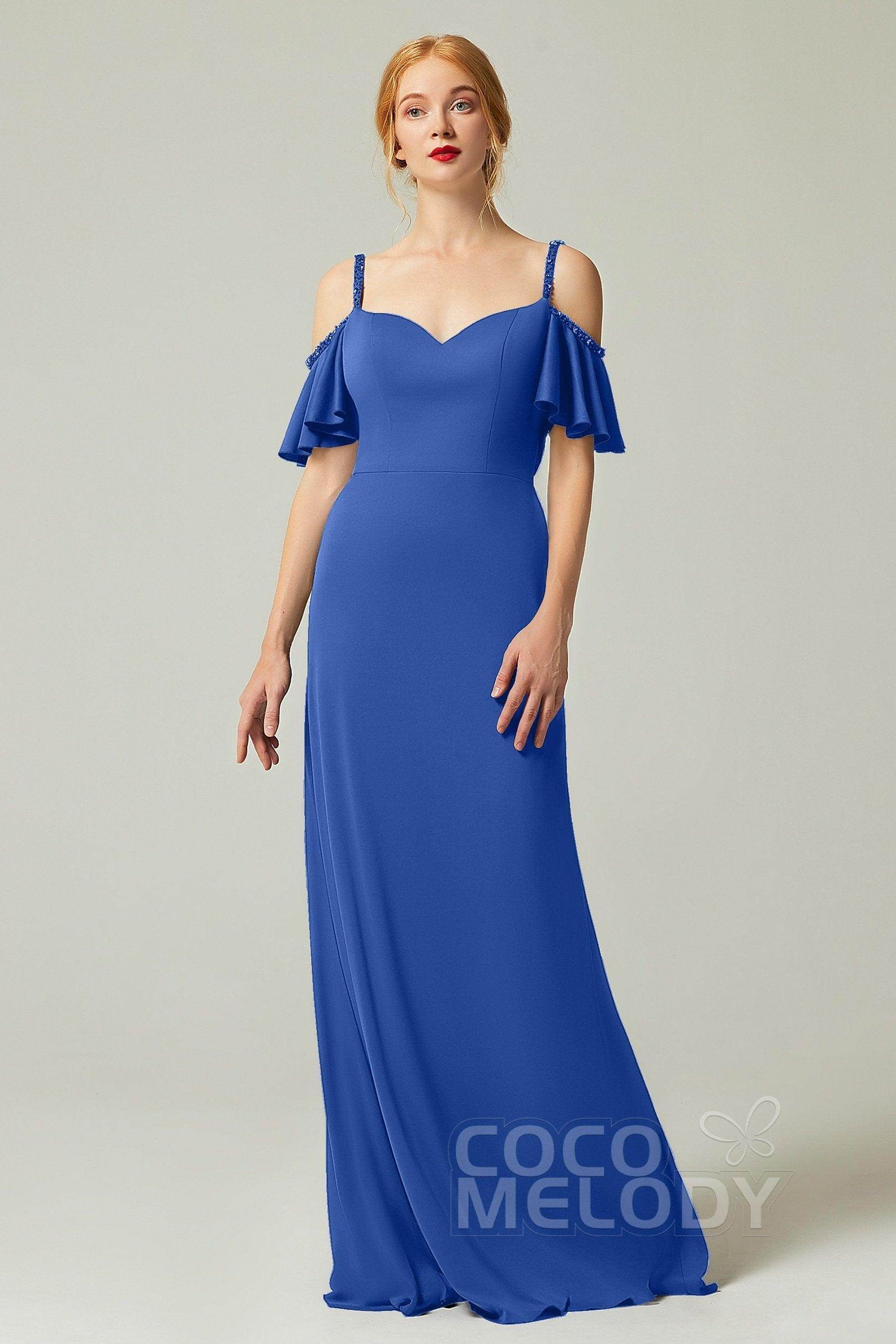 Sheath-Column Sweep Train Chiffon Bridesmaid Dress Formal Dresses CB0359