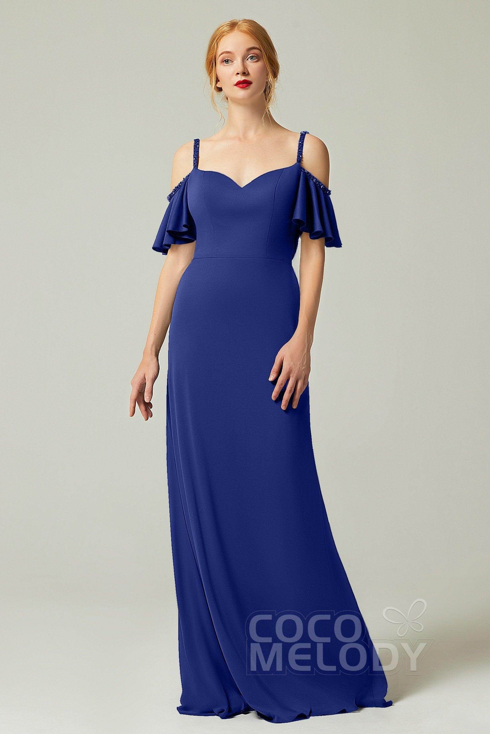 Sheath-Column Sweep Train Chiffon Bridesmaid Dress Formal Dresses CB0359
