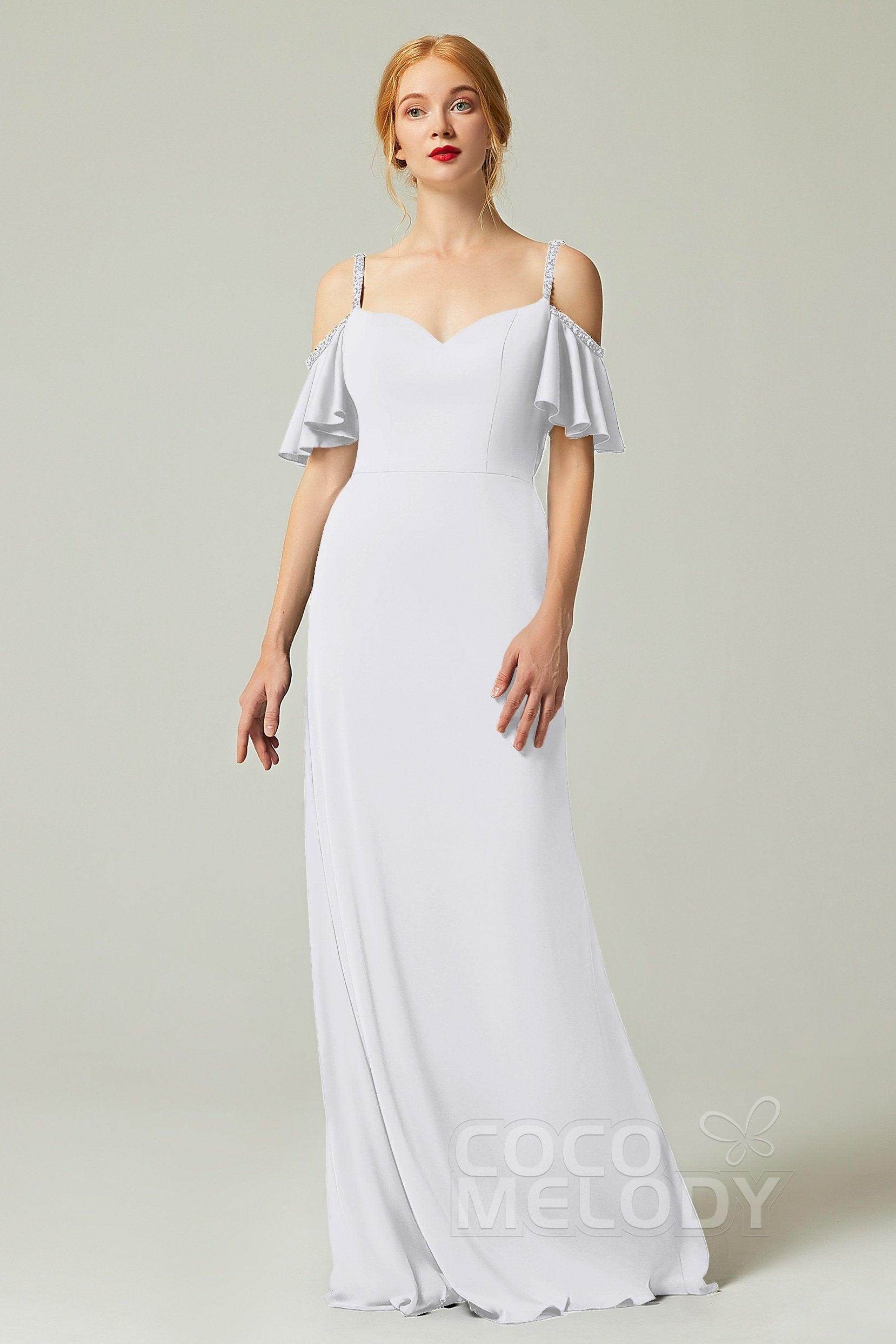 Sheath-Column Sweep Train Chiffon Bridesmaid Dress Formal Dresses CB0359