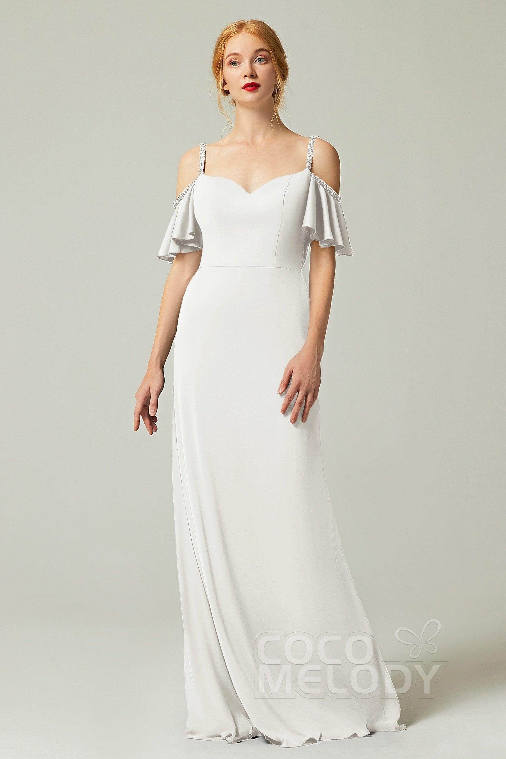 Sheath-Column Sweep Train Chiffon Bridesmaid Dress Formal Dresses CB0359