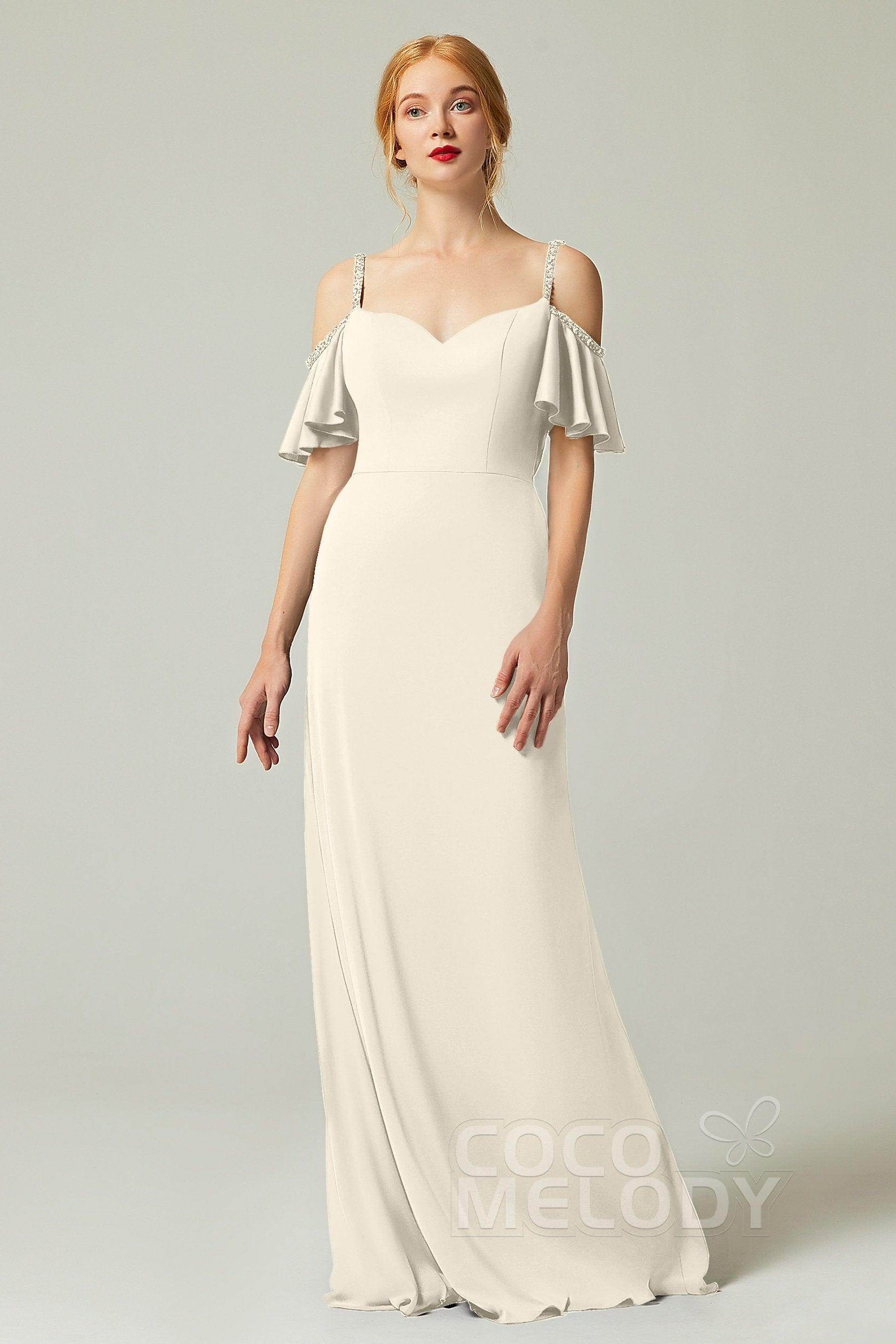 Sheath-Column Sweep Train Chiffon Bridesmaid Dress Formal Dresses CB0359