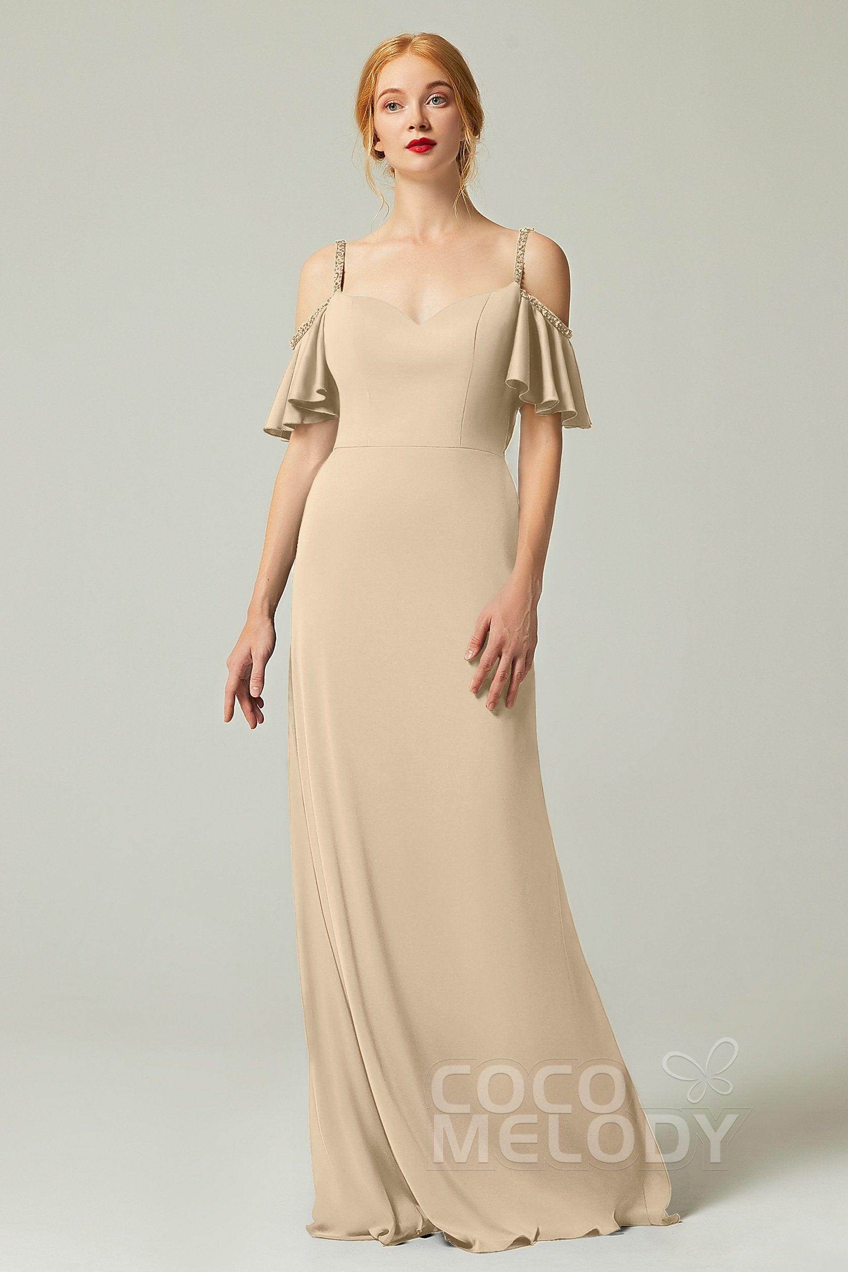 Sheath-Column Sweep Train Chiffon Bridesmaid Dress Formal Dresses CB0359