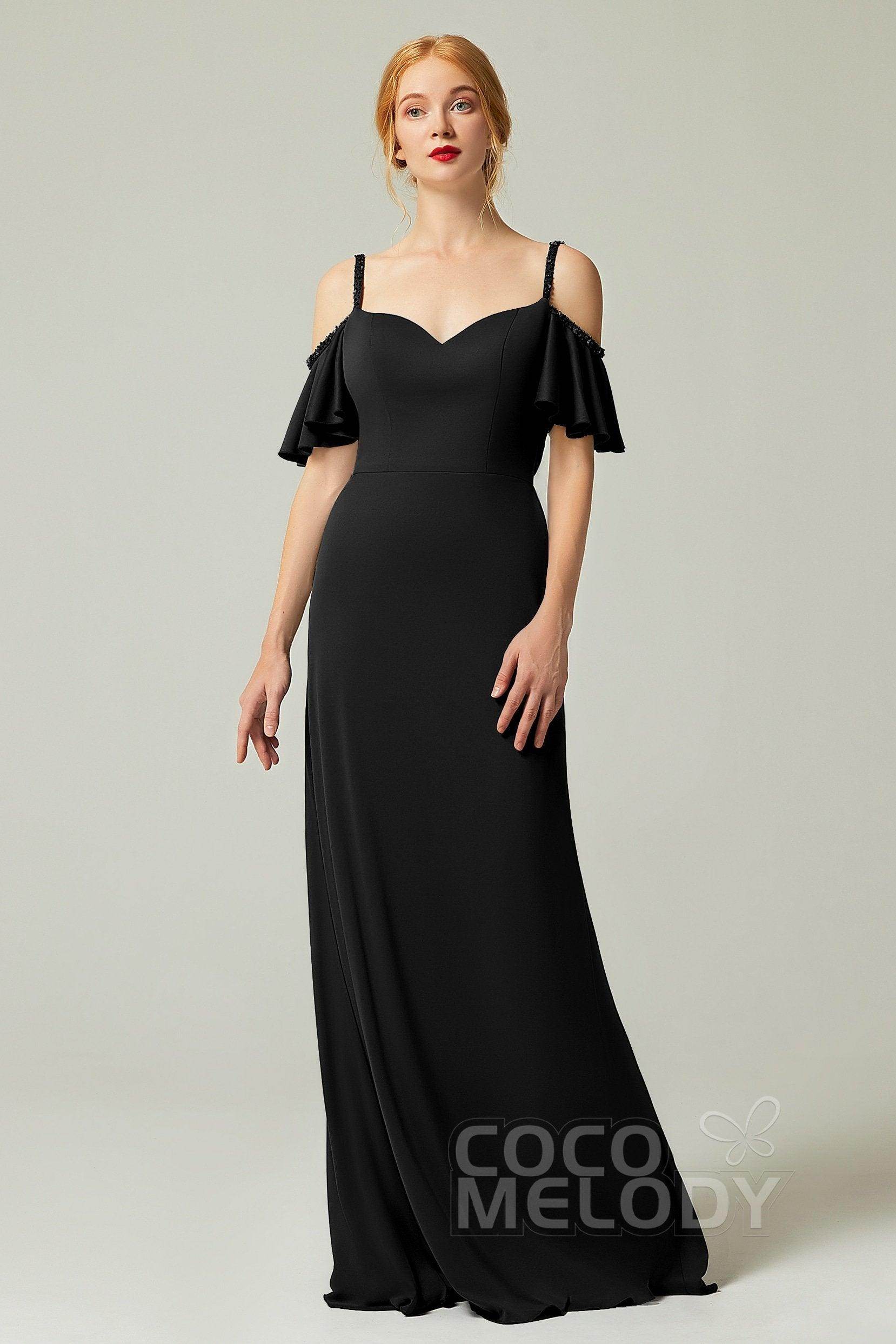 Sheath-Column Sweep Train Chiffon Bridesmaid Dress Formal Dresses CB0359