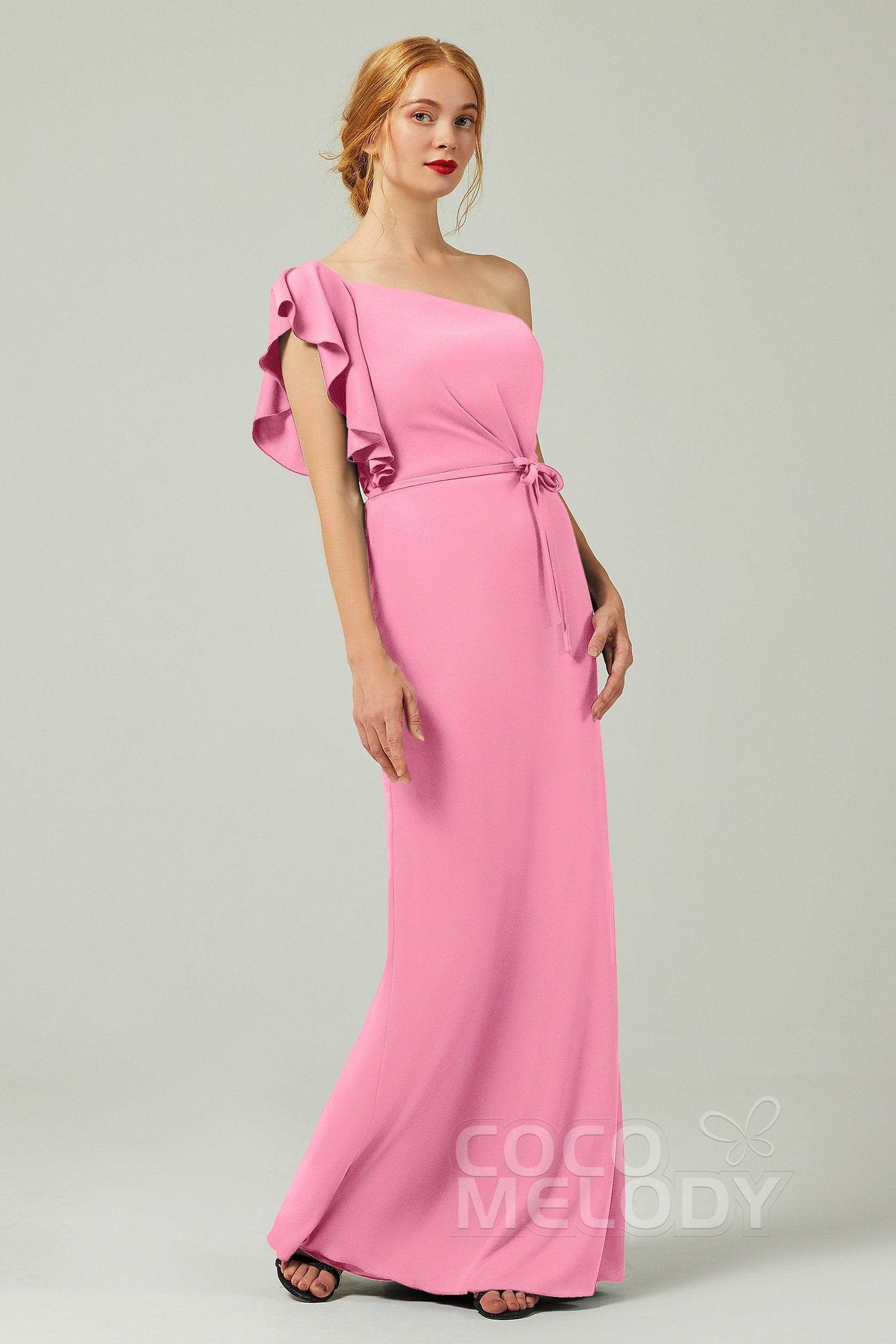 Sheath-Column Floor Length Chiffon Bridesmaid Dress Formal Dresses CB0361