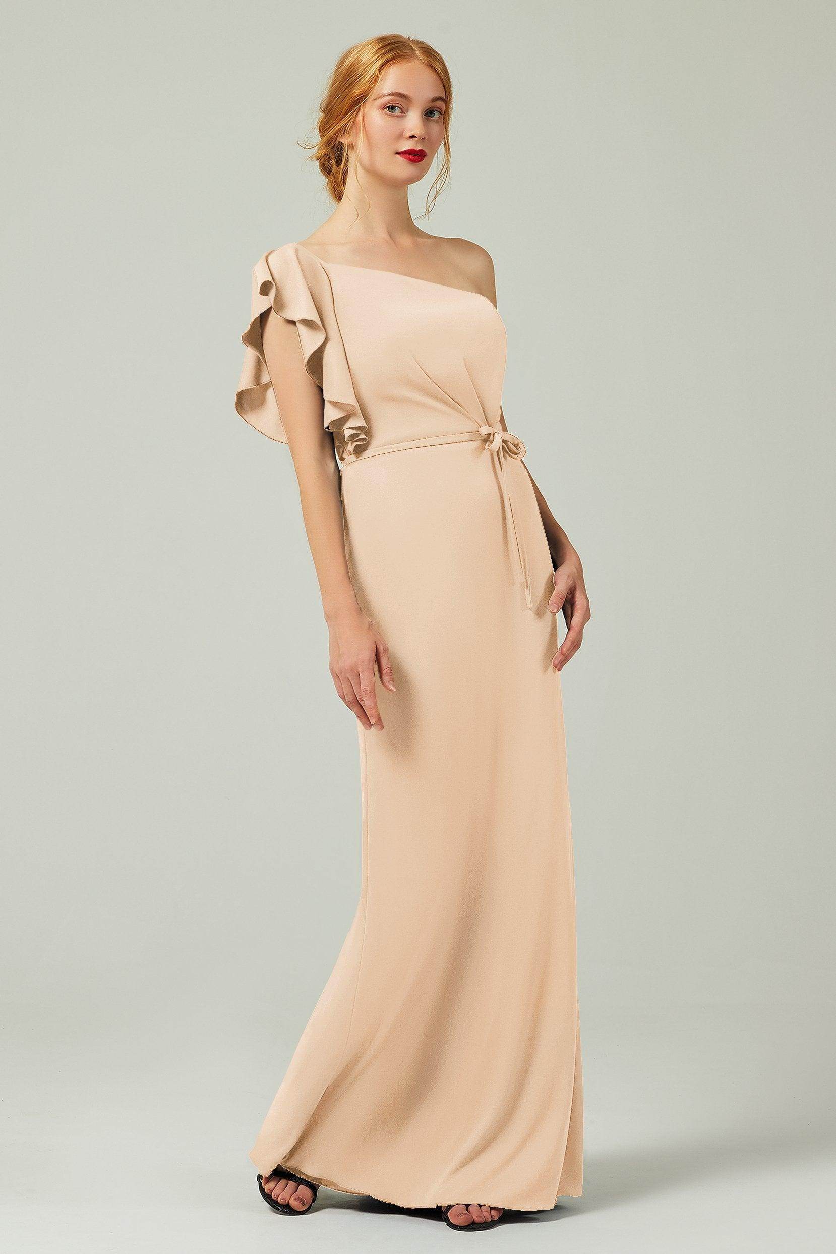 Sheath-Column Floor Length Chiffon Bridesmaid Dress Formal Dresses CB0361