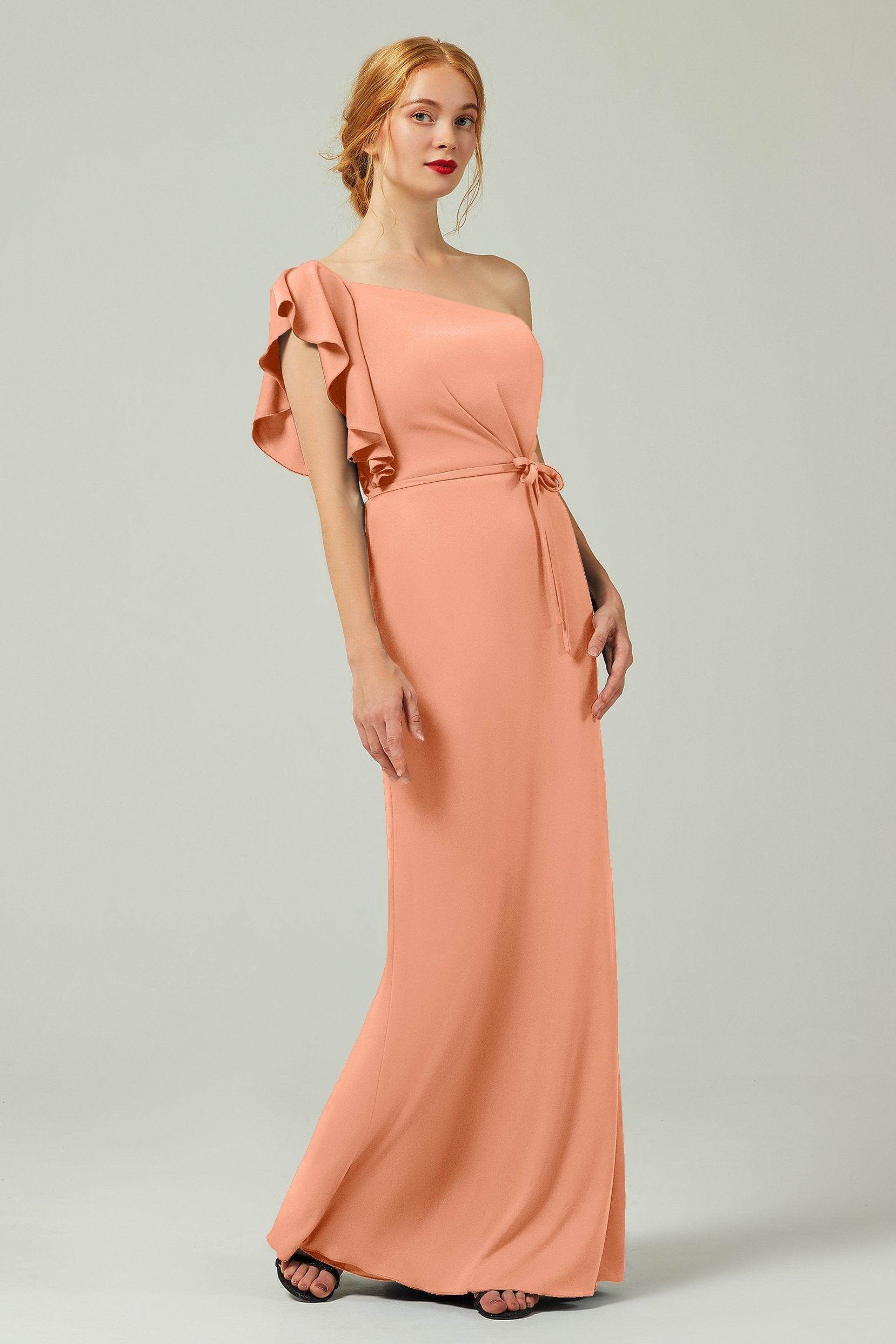 Sheath-Column Floor Length Chiffon Bridesmaid Dress Formal Dresses CB0361
