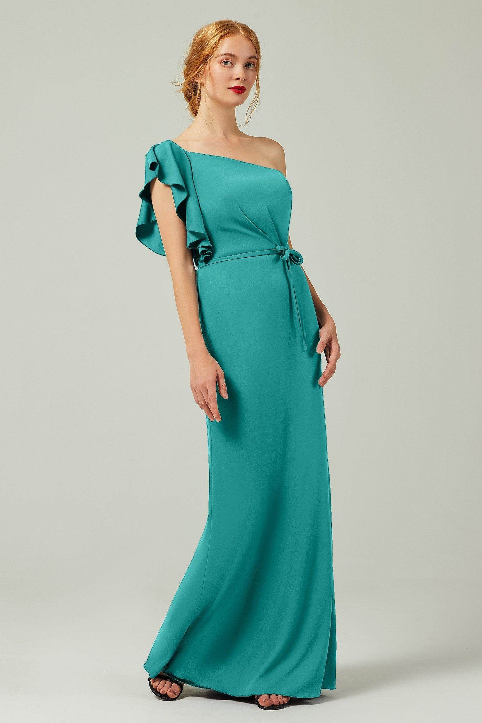 Sheath-Column Floor Length Chiffon Bridesmaid Dress Formal Dresses CB0361