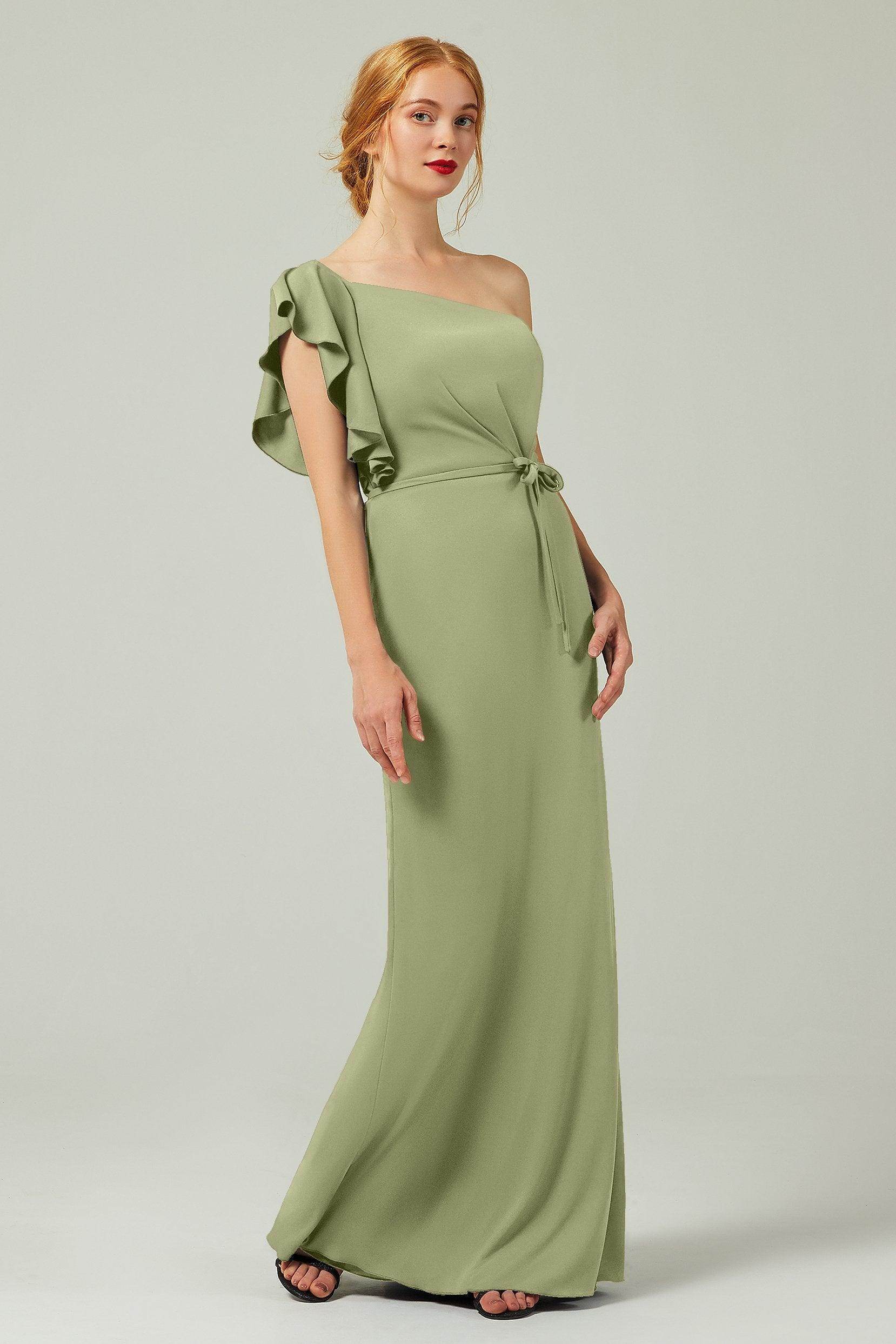 Sheath-Column Floor Length Chiffon Bridesmaid Dress Formal Dresses CB0361