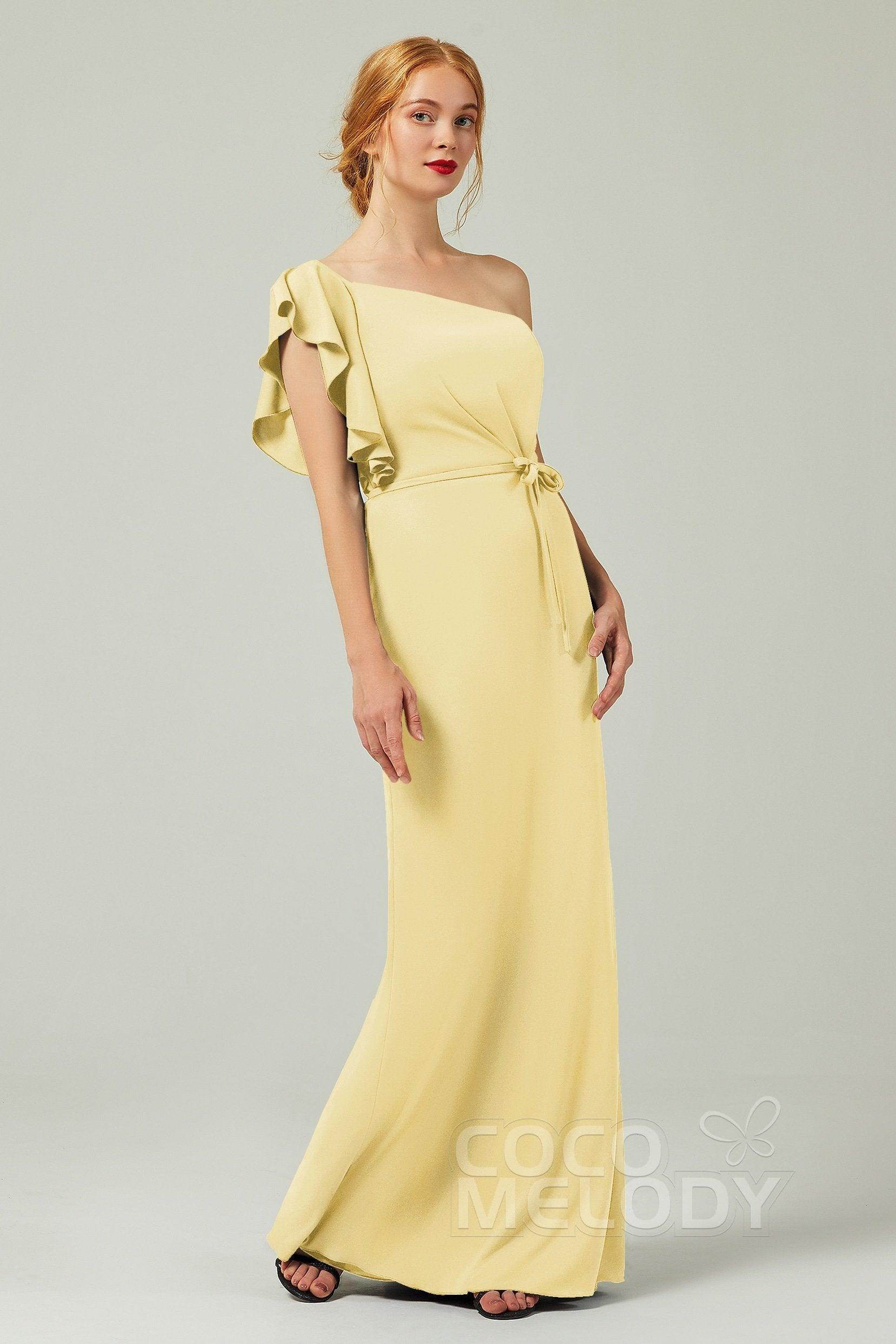 Sheath-Column Floor Length Chiffon Bridesmaid Dress Formal Dresses CB0361