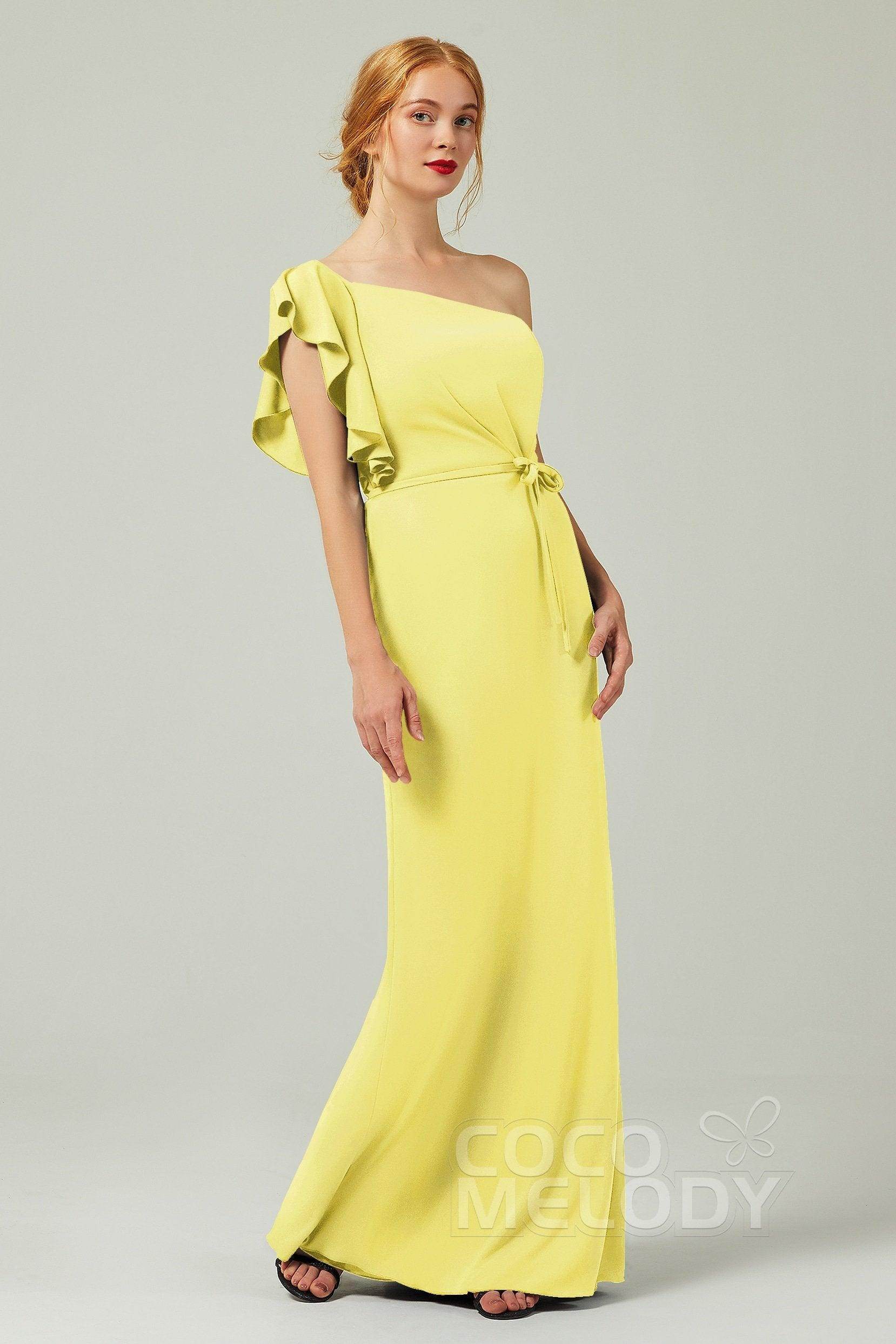 Sheath-Column Floor Length Chiffon Bridesmaid Dress Formal Dresses CB0361