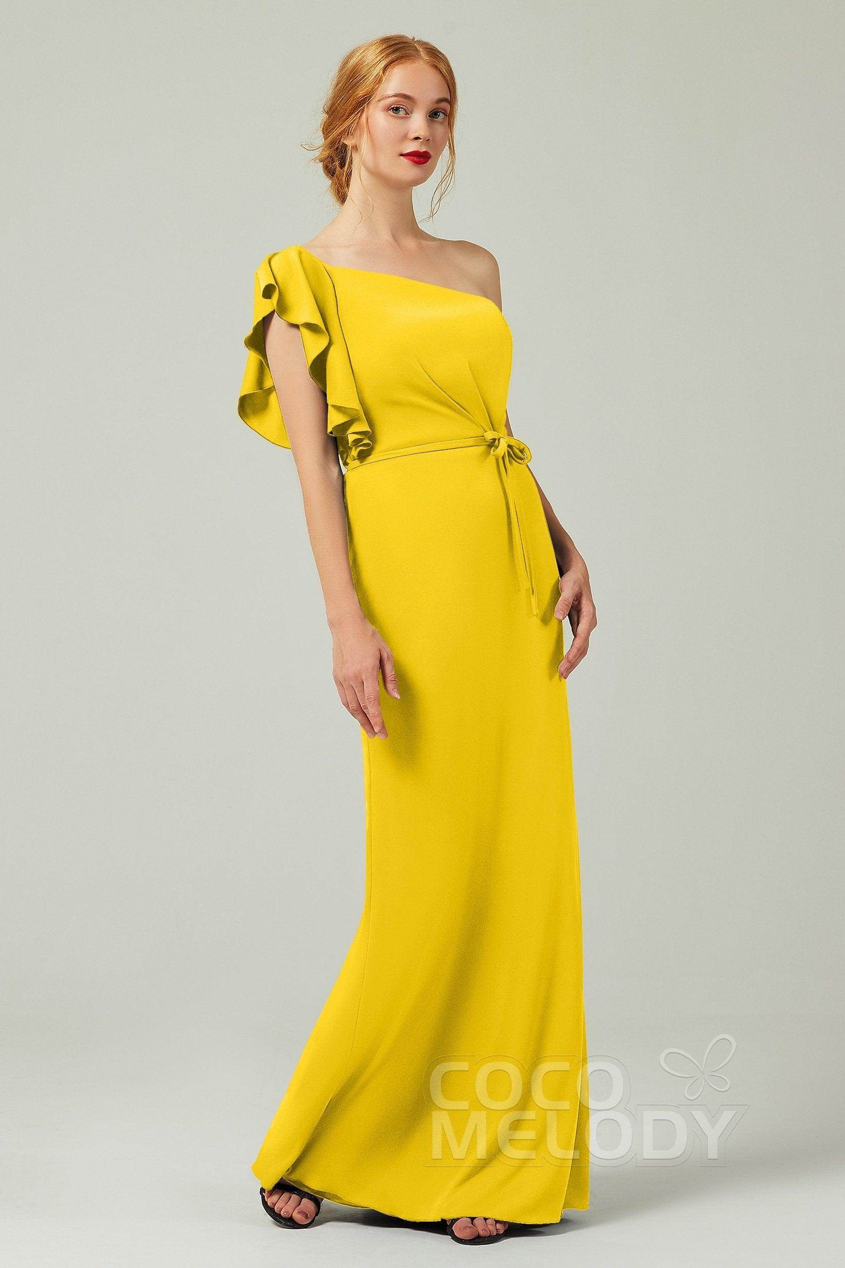 Sheath-Column Floor Length Chiffon Bridesmaid Dress Formal Dresses CB0361