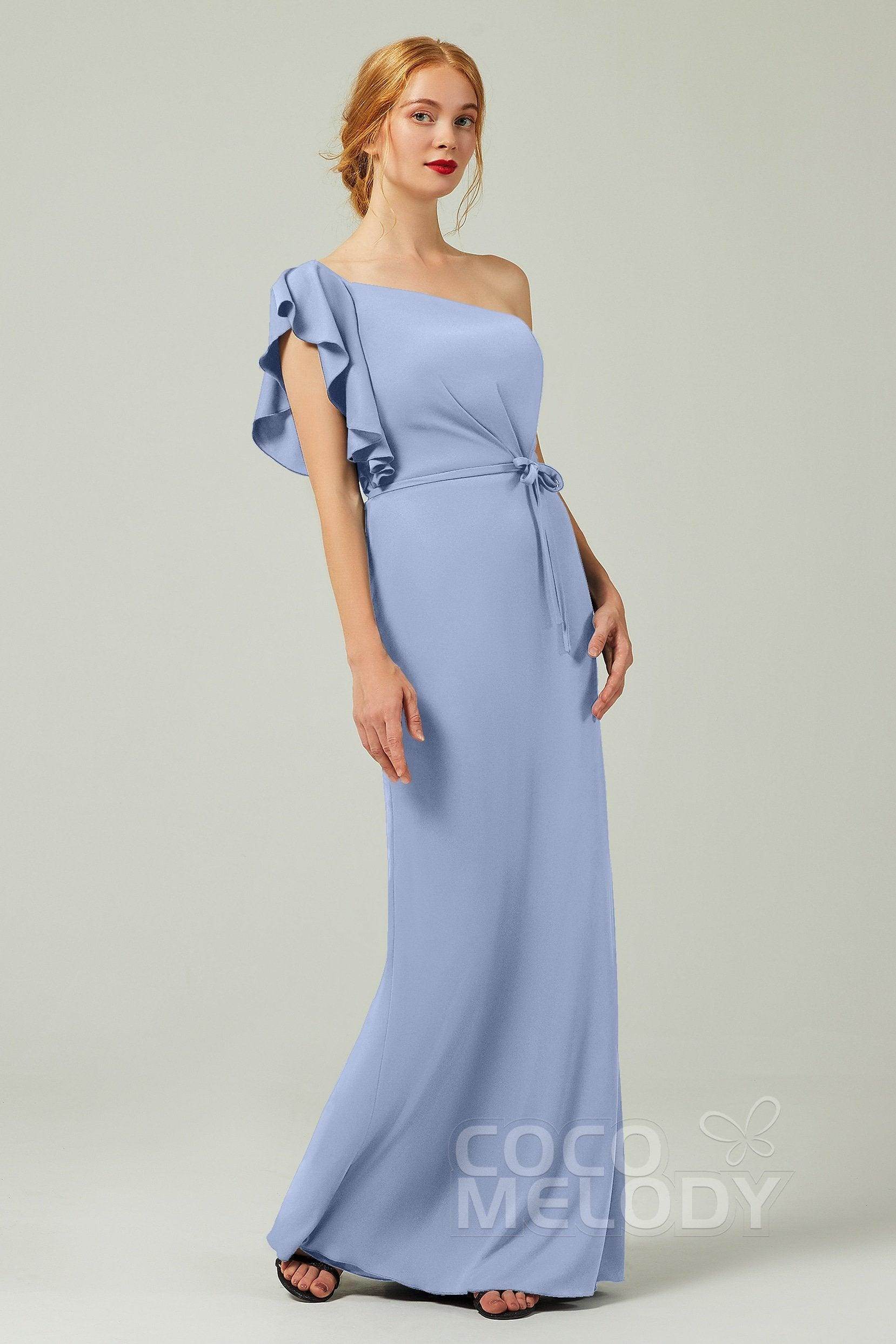 Sheath-Column Floor Length Chiffon Bridesmaid Dress Formal Dresses CB0361