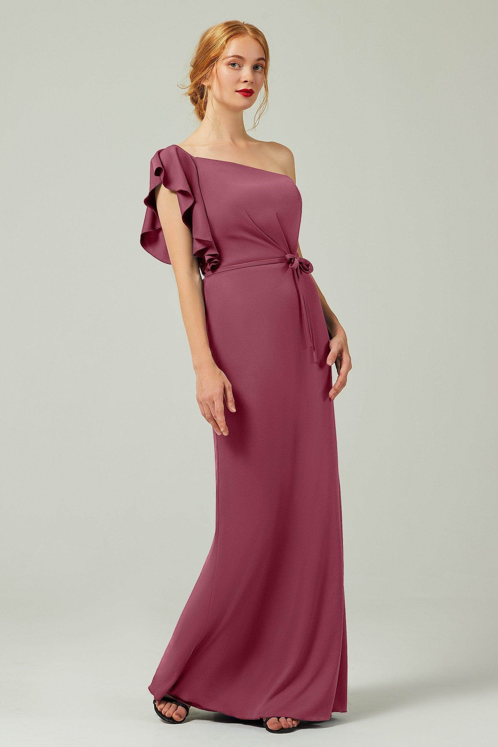 Sheath-Column Floor Length Chiffon Bridesmaid Dress Formal Dresses CB0361