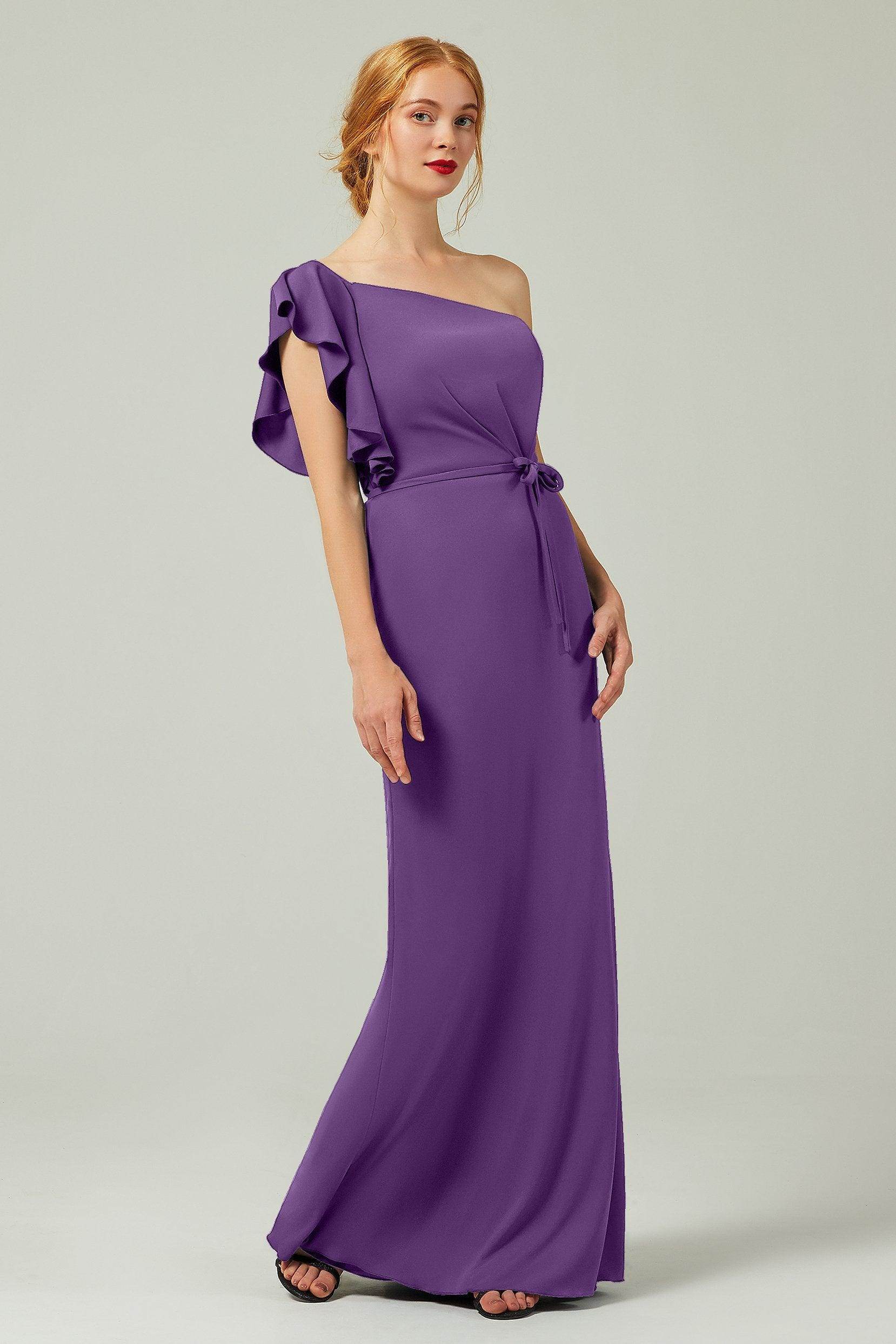 Sheath-Column Floor Length Chiffon Bridesmaid Dress Formal Dresses CB0361