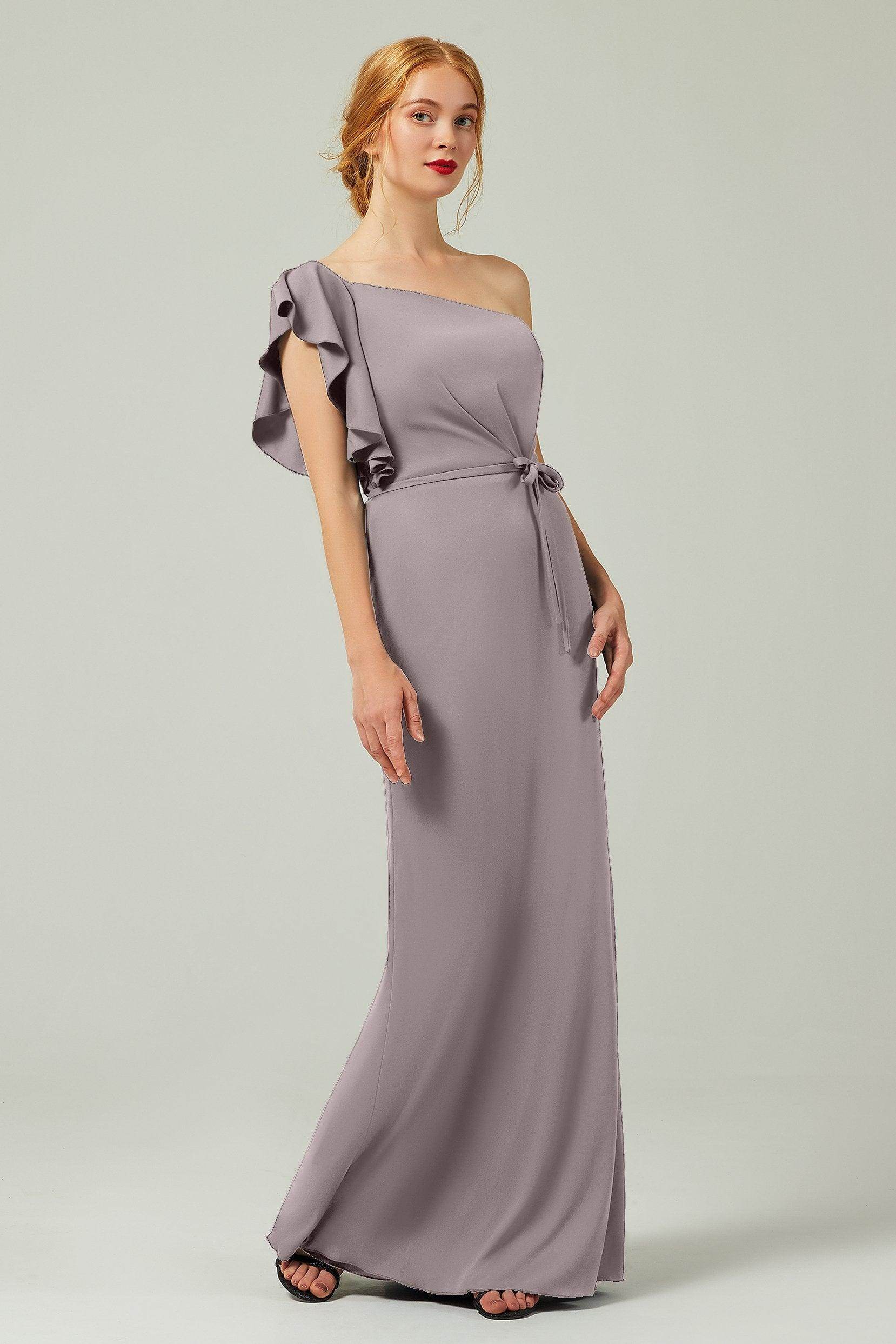 Sheath-Column Floor Length Chiffon Bridesmaid Dress Formal Dresses CB0361