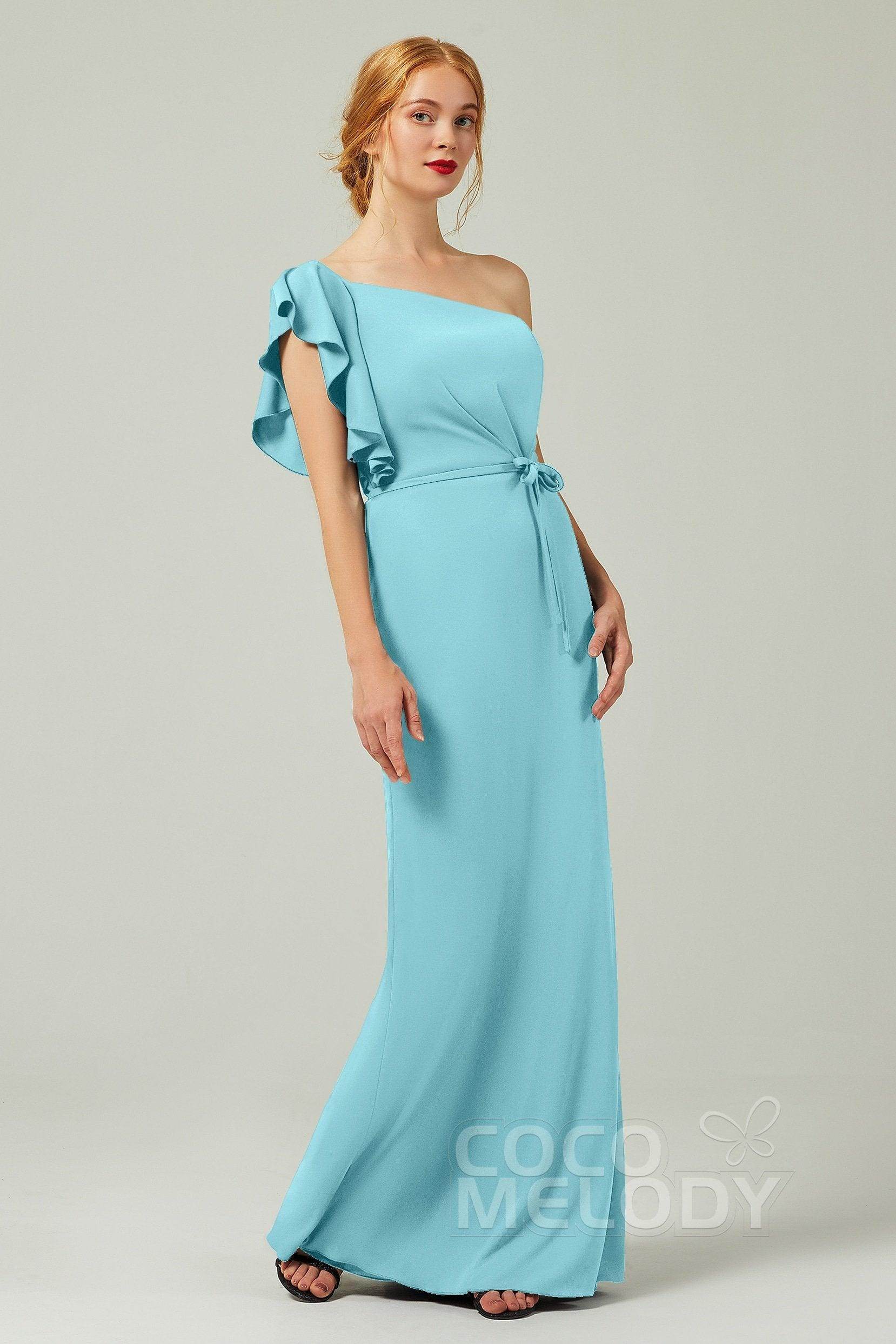 Sheath-Column Floor Length Chiffon Bridesmaid Dress Formal Dresses CB0361
