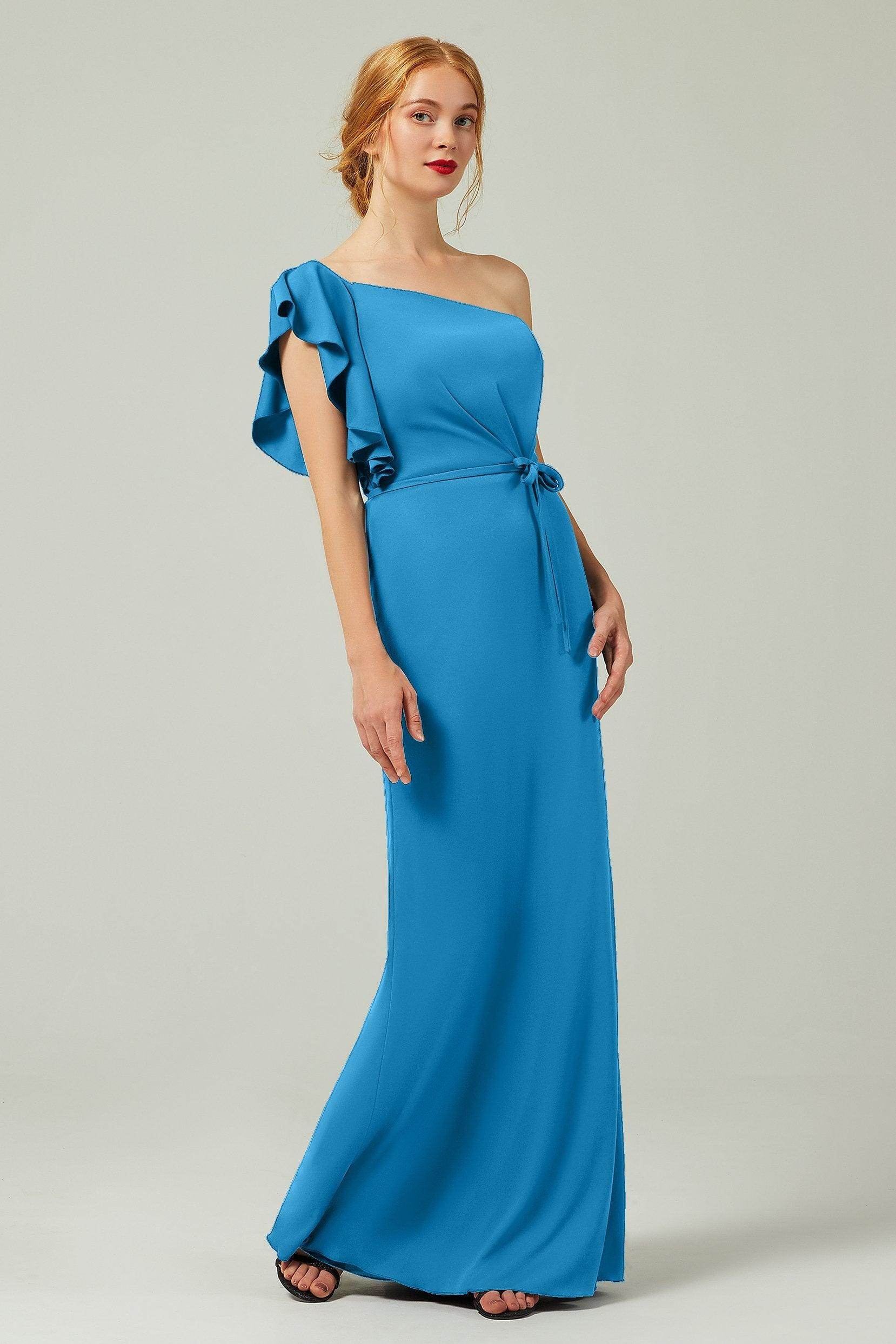 Sheath-Column Floor Length Chiffon Bridesmaid Dress Formal Dresses CB0361