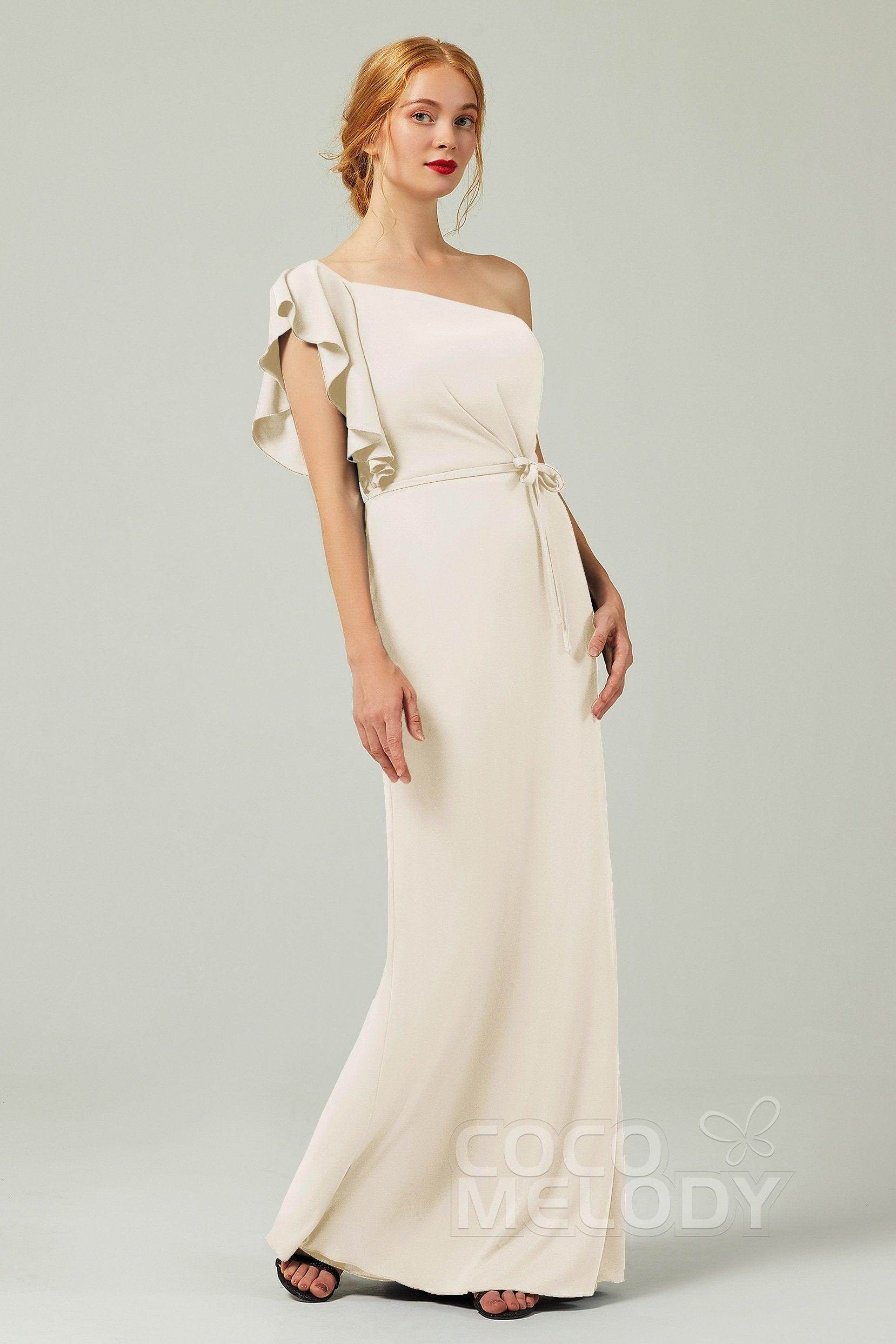 Sheath-Column Floor Length Chiffon Bridesmaid Dress Formal Dresses CB0361