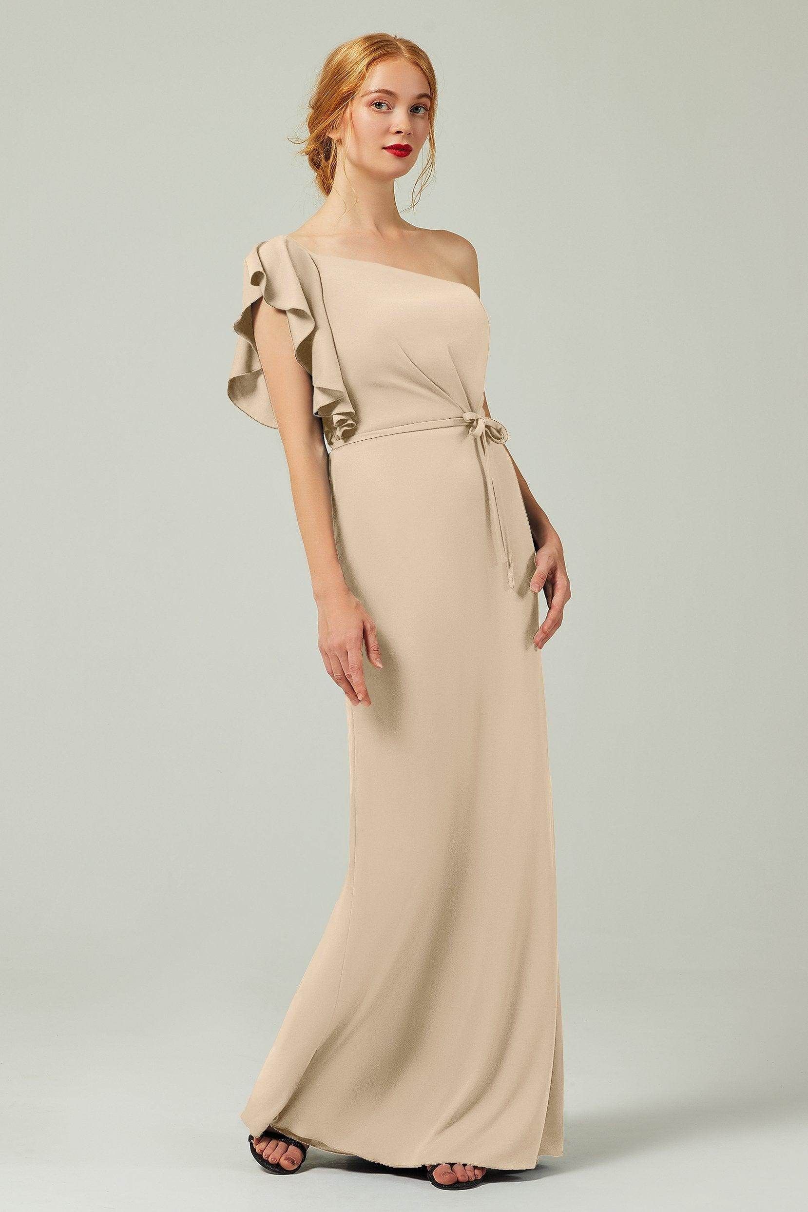 Sheath-Column Floor Length Chiffon Bridesmaid Dress Formal Dresses CB0361