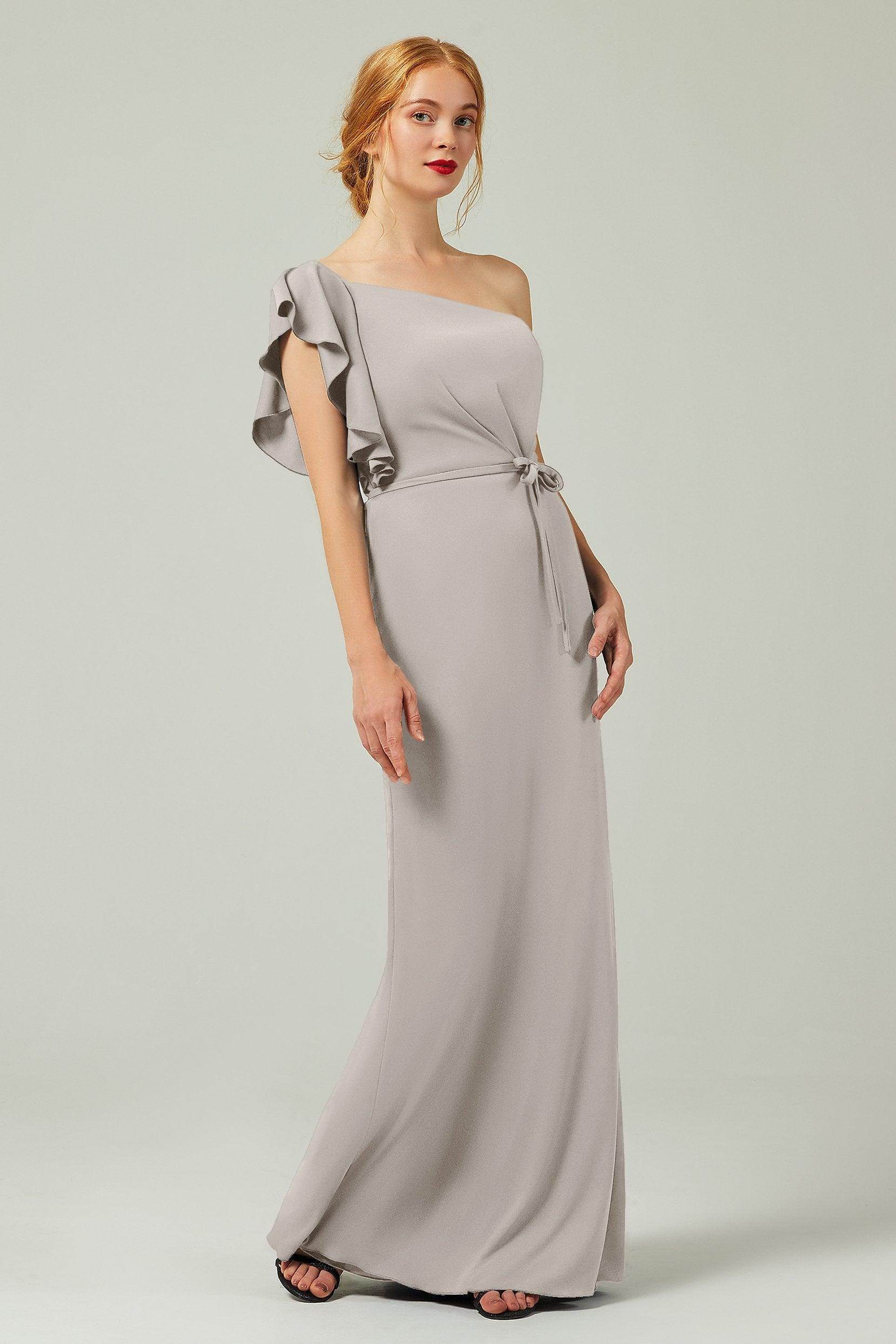 Sheath-Column Floor Length Chiffon Bridesmaid Dress Formal Dresses CB0361