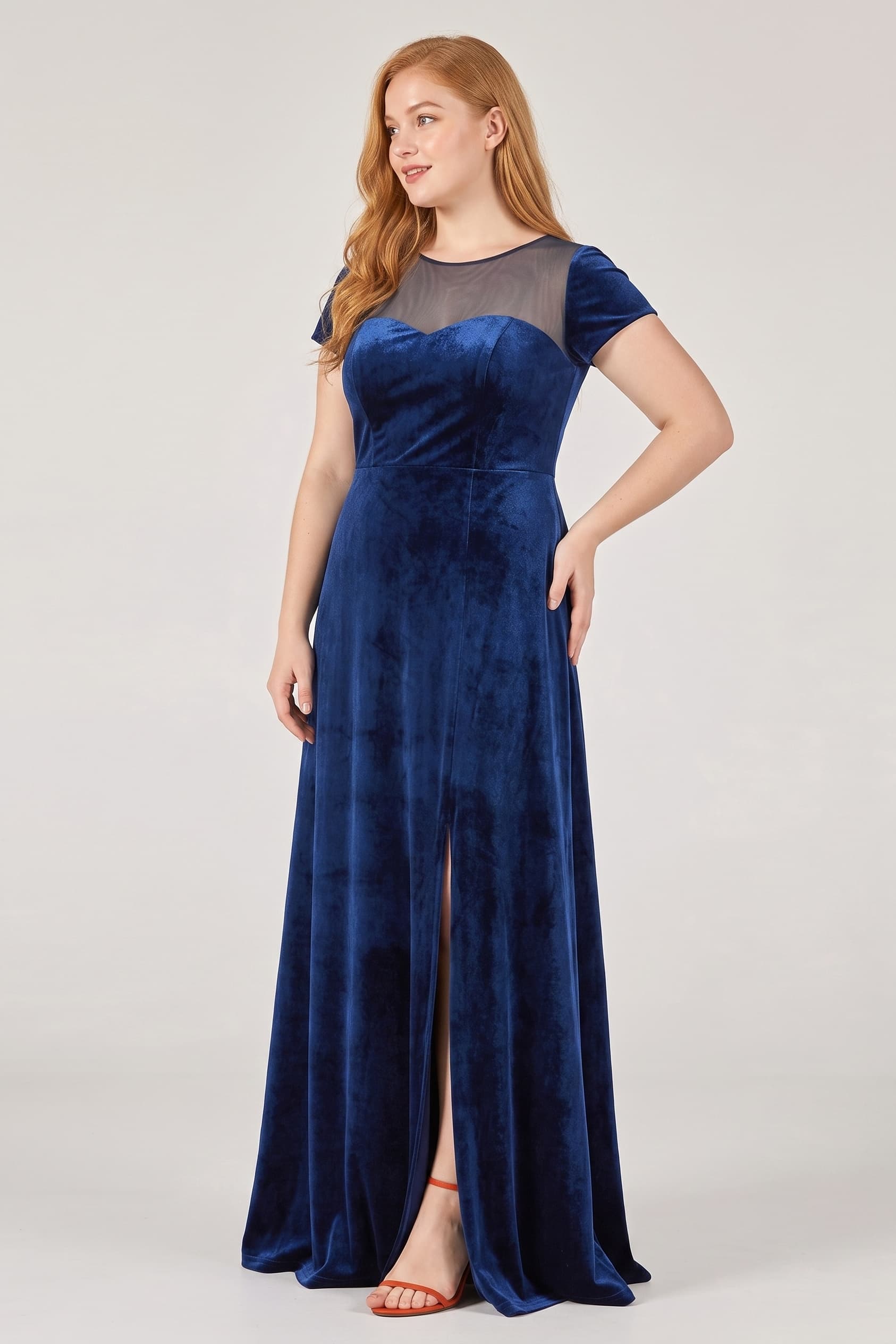 A-Line Floor Length Velvet Bridesmaid Dress Formal Dresses CB0363