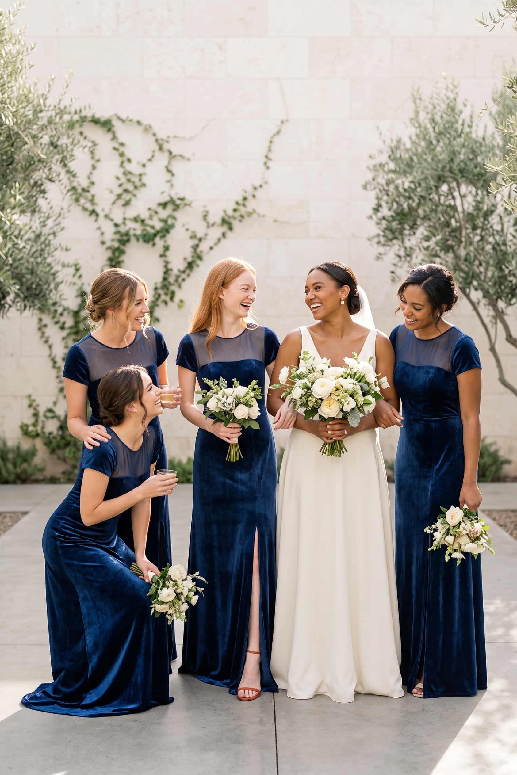 A-Line Floor Length Velvet Bridesmaid Dress Formal Dresses CB0363