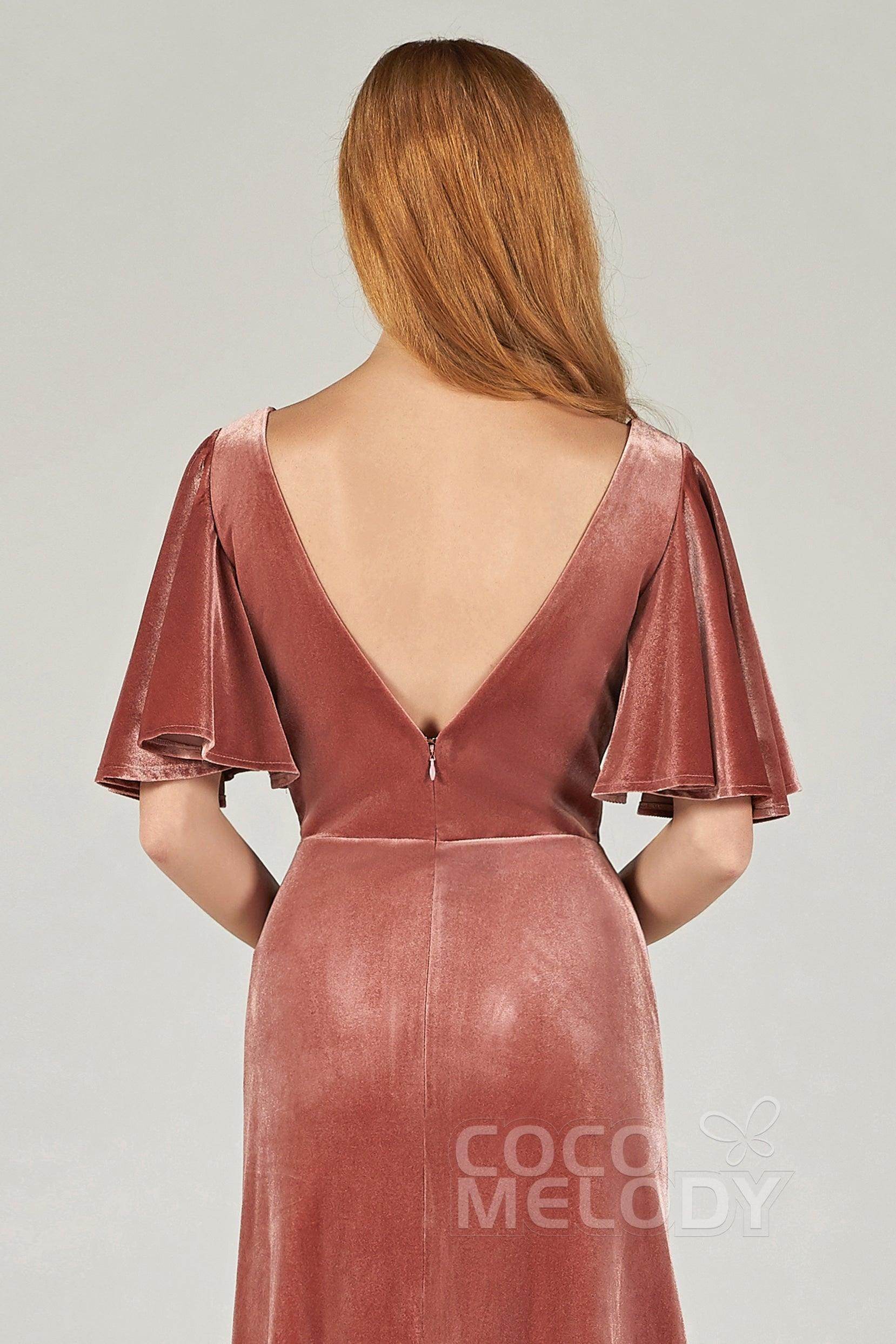 A-Line Floor Length Velvet Bridesmaid Dress Formal Dresses CB0367PS