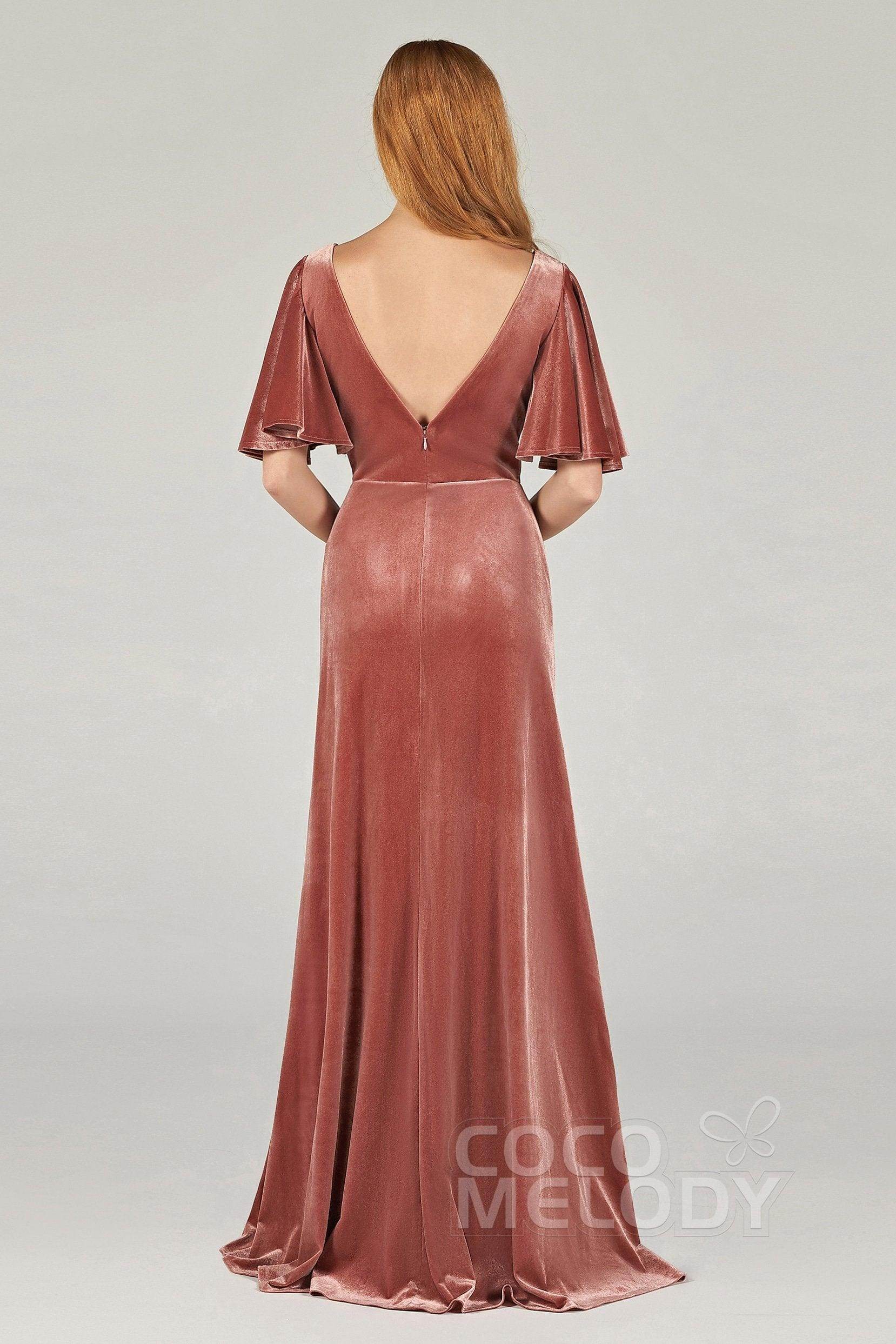 A-Line Floor Length Velvet Bridesmaid Dress Formal Dresses CB0367PS