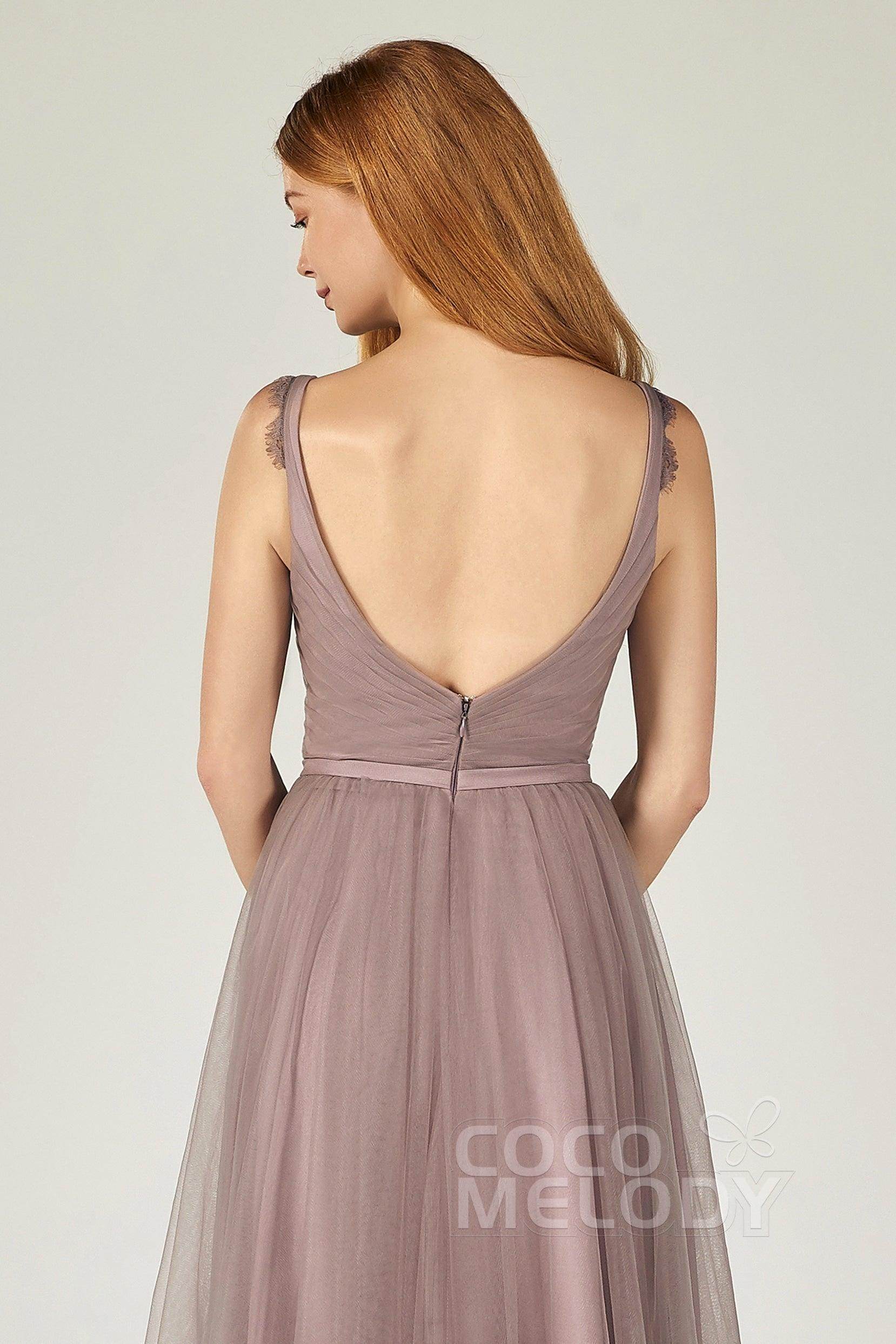 A-Line Floor Length Tulle Bridesmaid Dress CB0380