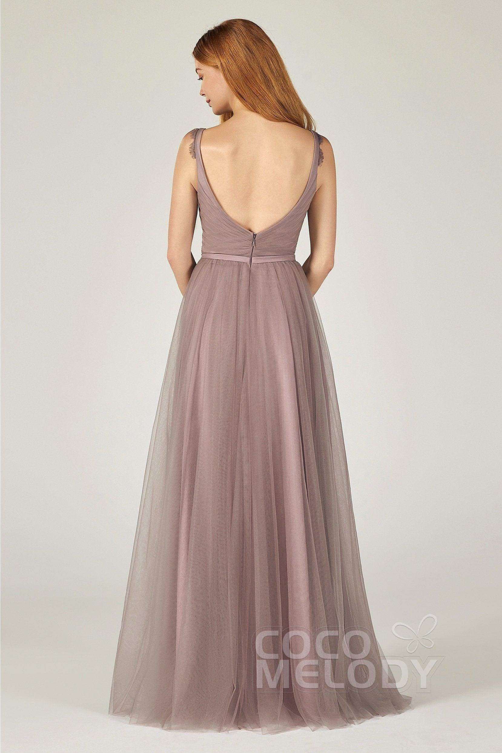 A-Line Floor Length Tulle Bridesmaid Dress CB0380