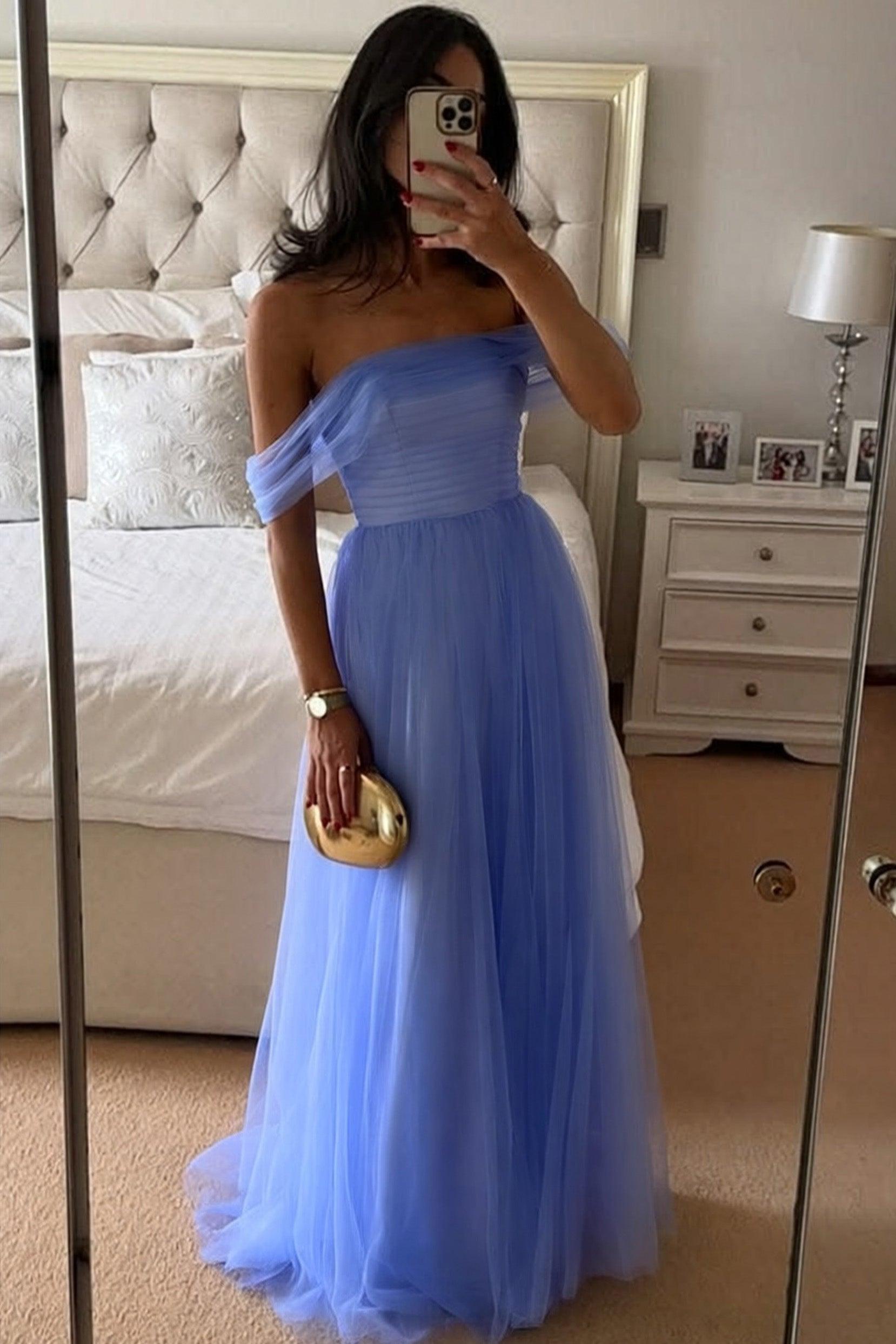 A-Line Floor Length Tulle Bridesmaid Dress CB0382