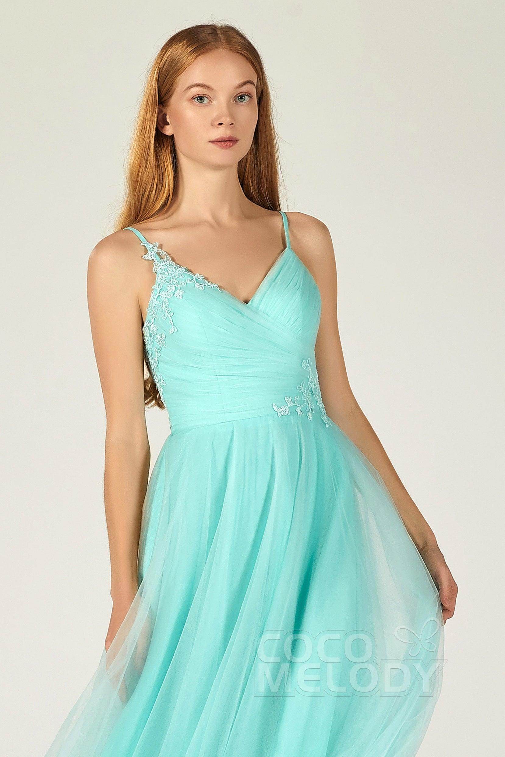 A-Line Floor Length Tulle Bridesmaid Dress CB0383