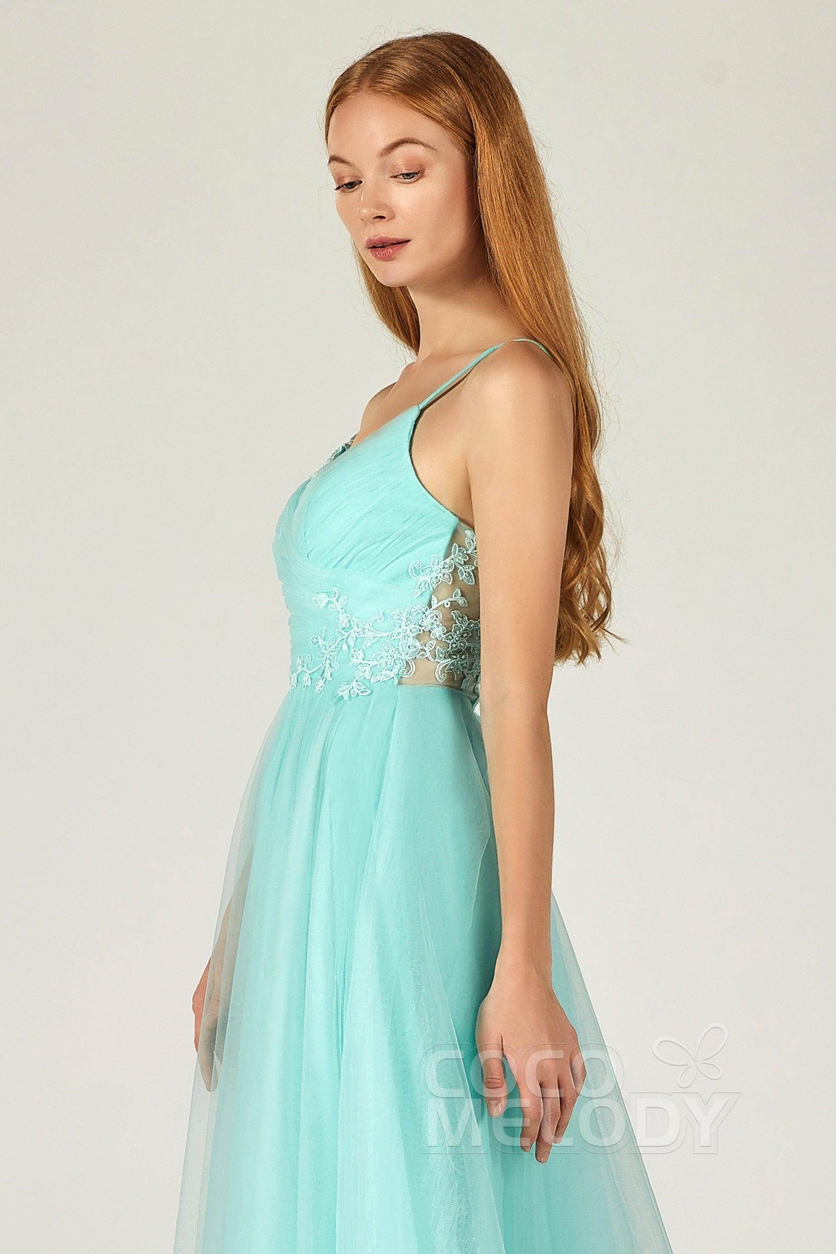 A-Line Floor Length Tulle Bridesmaid Dress CB0383