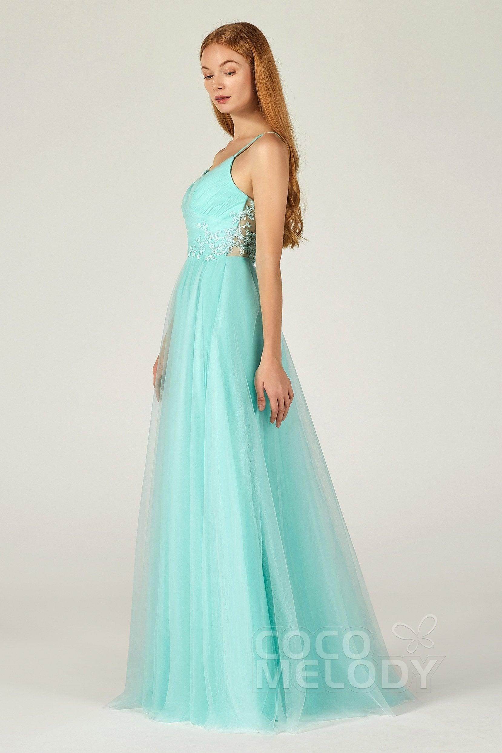 A-Line Floor Length Tulle Bridesmaid Dress CB0383