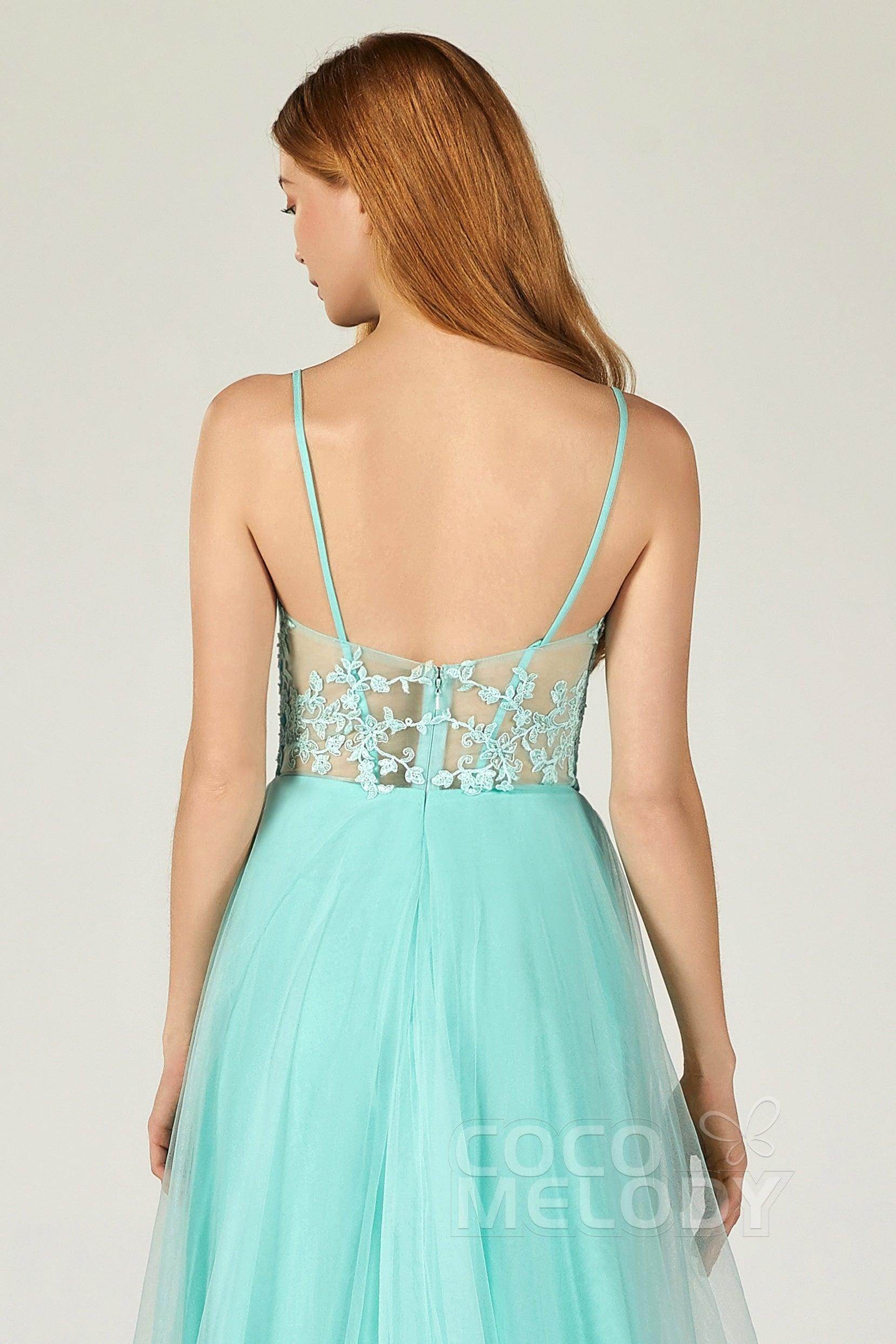 A-Line Floor Length Tulle Bridesmaid Dress CB0383