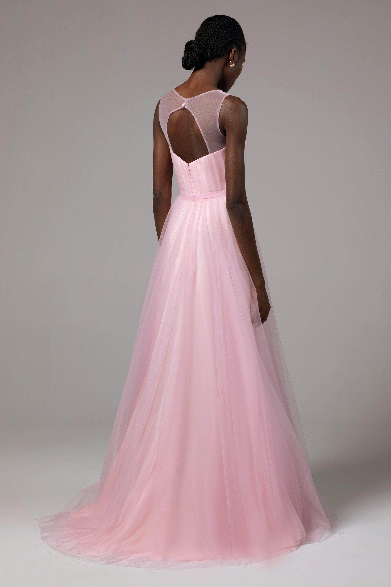 A-Line Floor Length Tulle/Chiffon Bridesmaid Dress CB0392