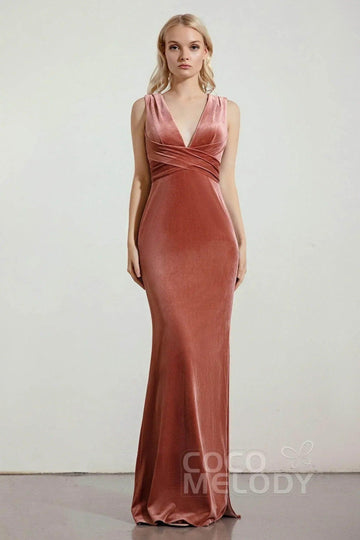 Sheath-Column Floor Length Velvet Dresses CB0428CS