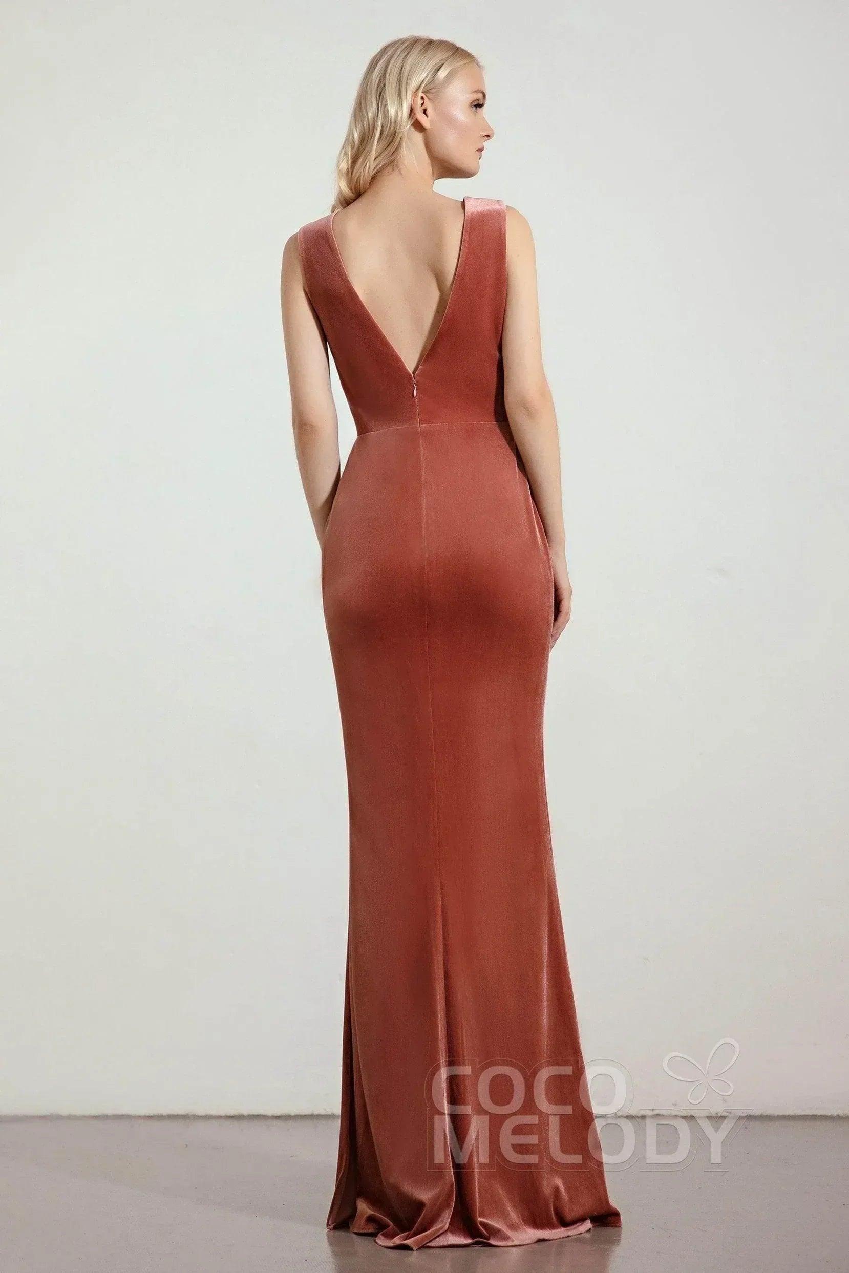 Sheath-Column Floor Length Velvet Dresses CB0428CS